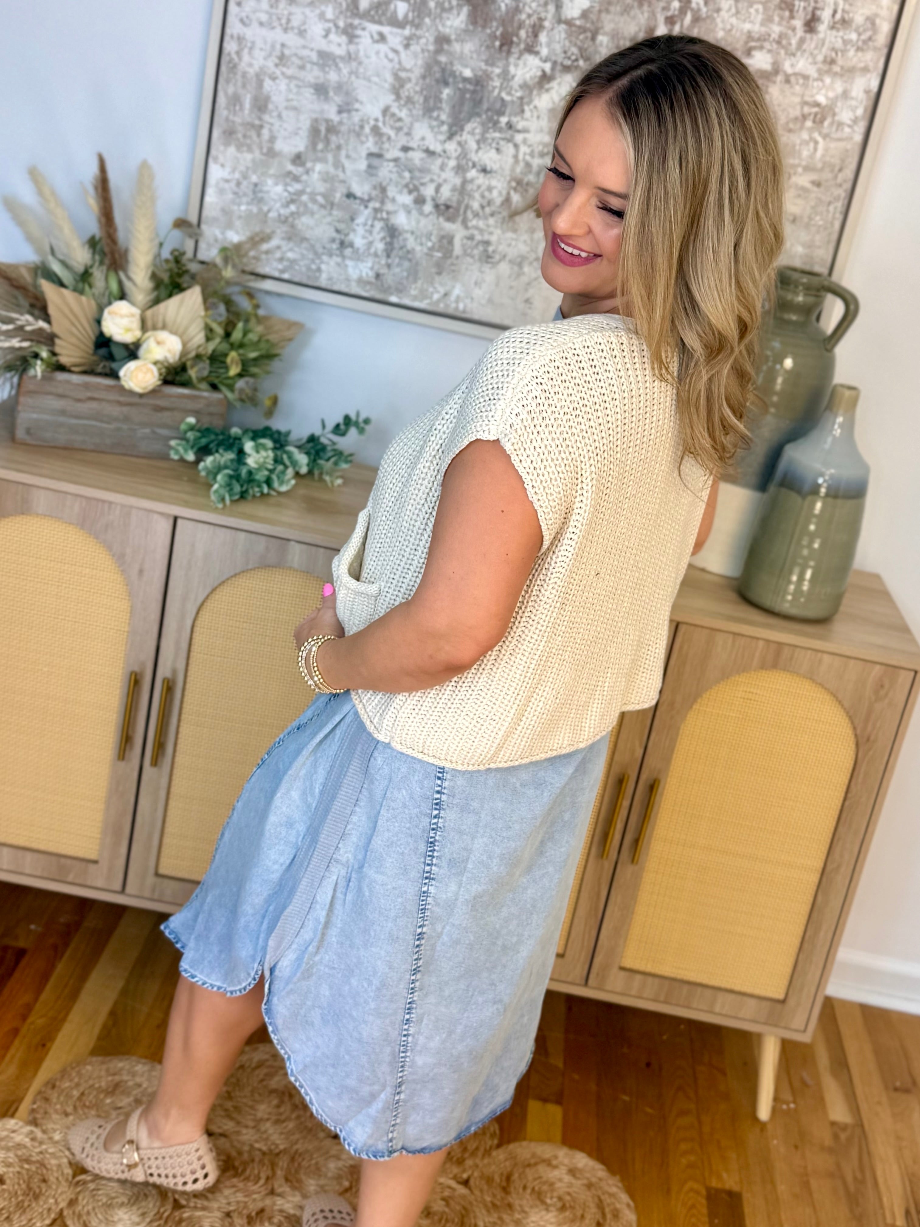 Get Out of Town Midi Dress - Chambray-180 Dresses-Doe and Rae-The Lovely Closet, Women's Fashion Boutique in Alexandria, KY