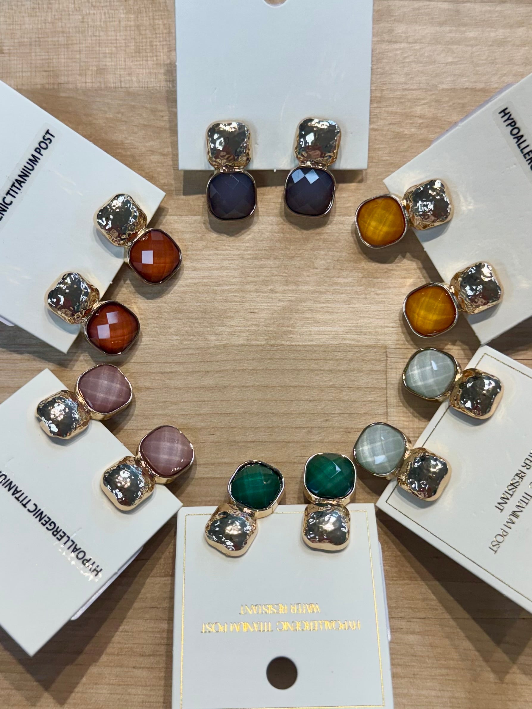 Square Faceted Post Earring-280 Accessories-Golden Stella-The Lovely Closet, Women's Fashion Boutique in Alexandria, KY