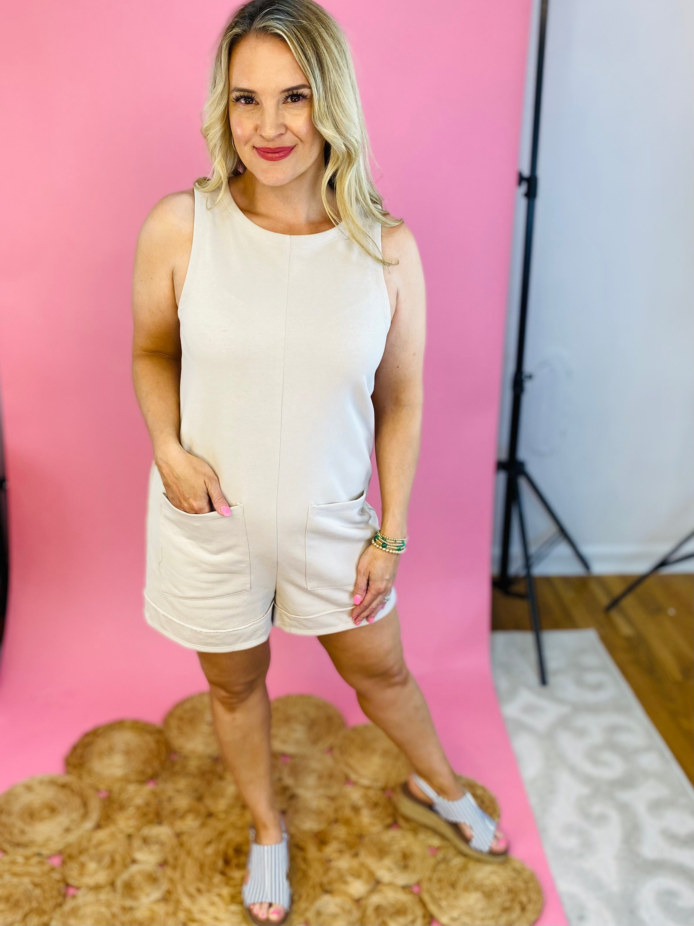 Beach Escape Romper - Off White-190 Rompers/Jumpsuits/Sets-Doe and Rae-The Lovely Closet, Women's Fashion Boutique in Alexandria, KY