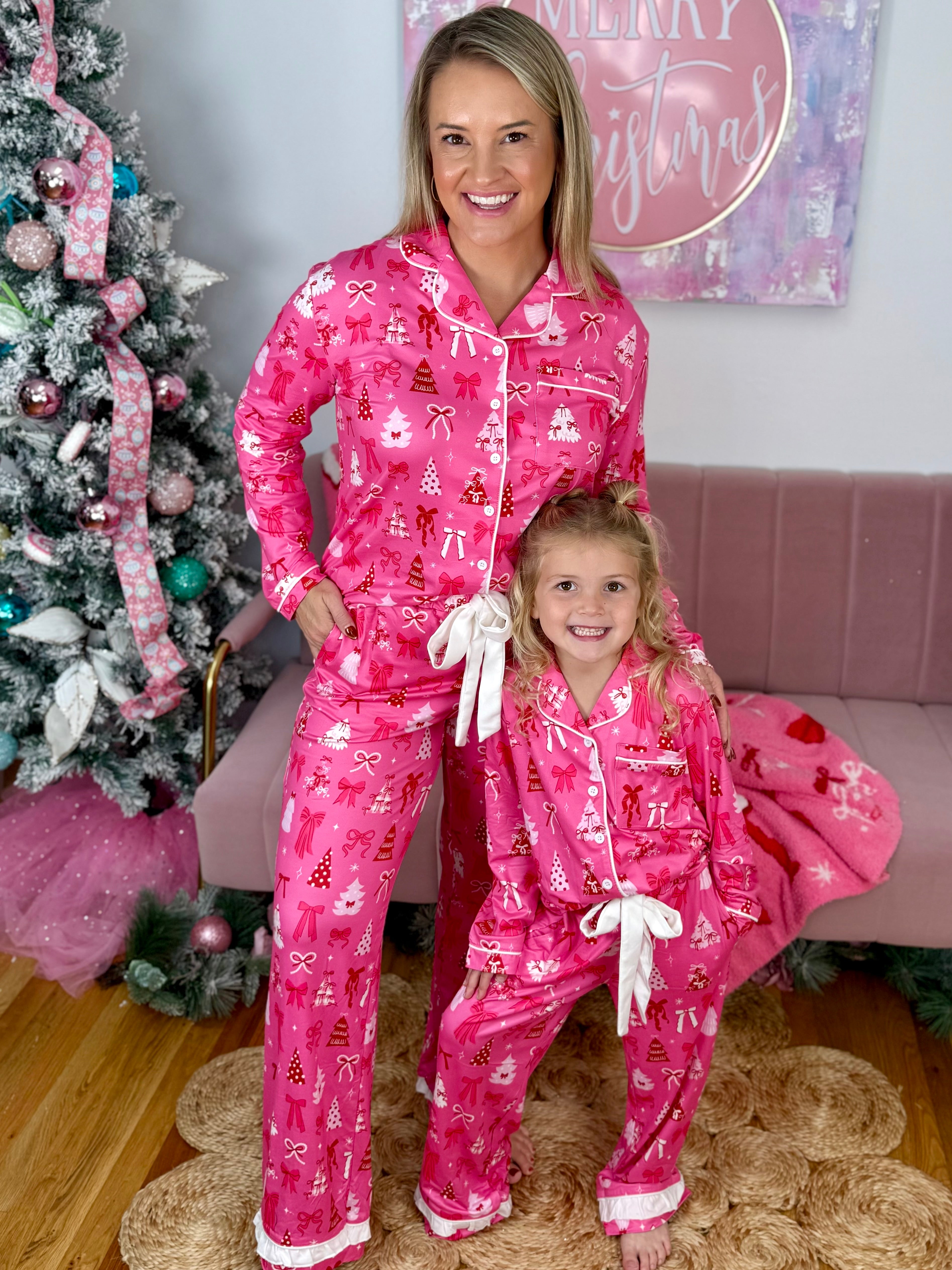 Jess Lea Girls Pretty Pink Christmas Ruffle Pajamas-350 Holiday-Jess Lea-The Lovely Closet, Women's Fashion Boutique in Alexandria, KY