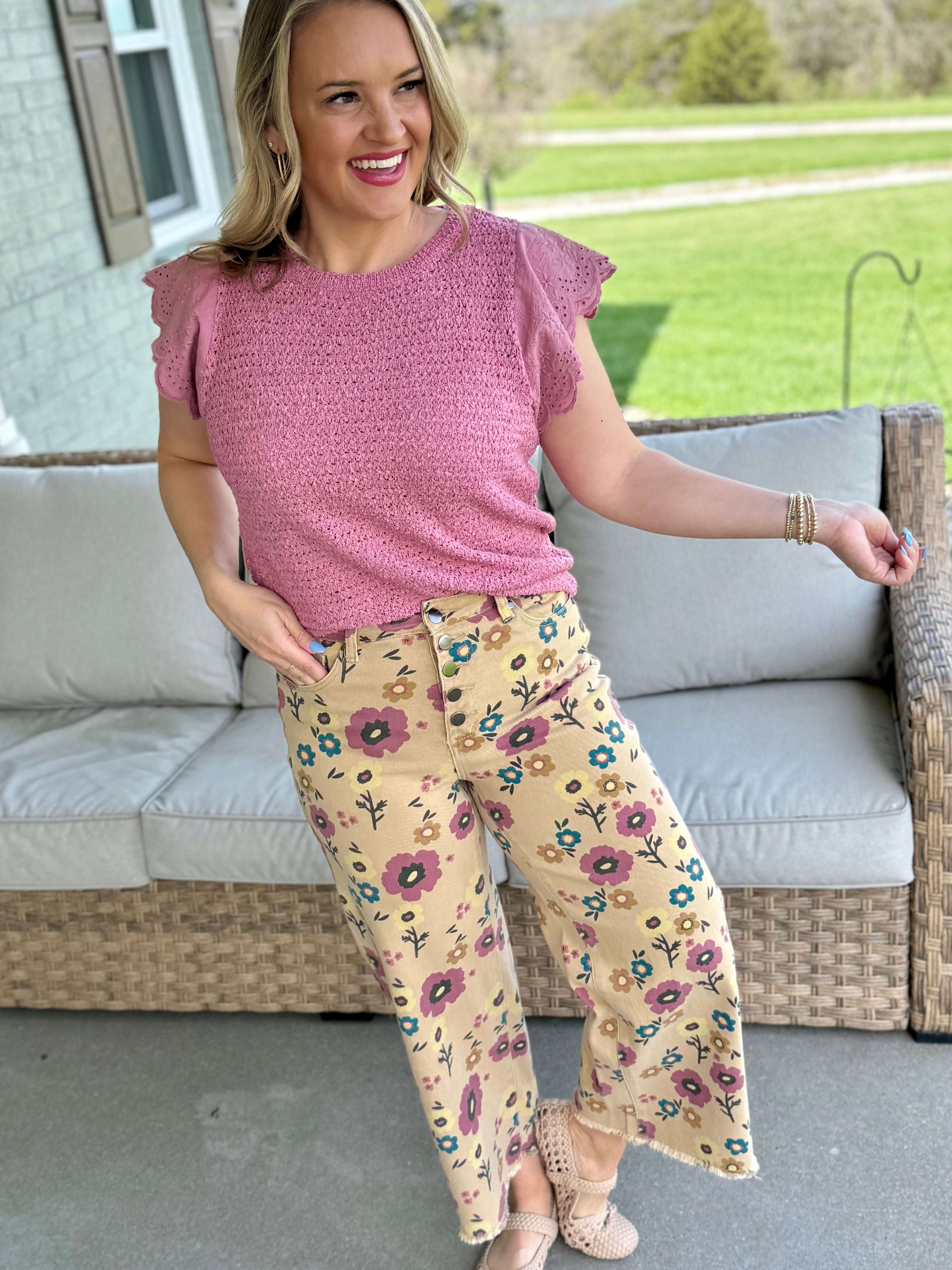 Floral Printed Cropped Pants-240 Pants-easel-The Lovely Closet, Women's Fashion Boutique in Alexandria, KY
