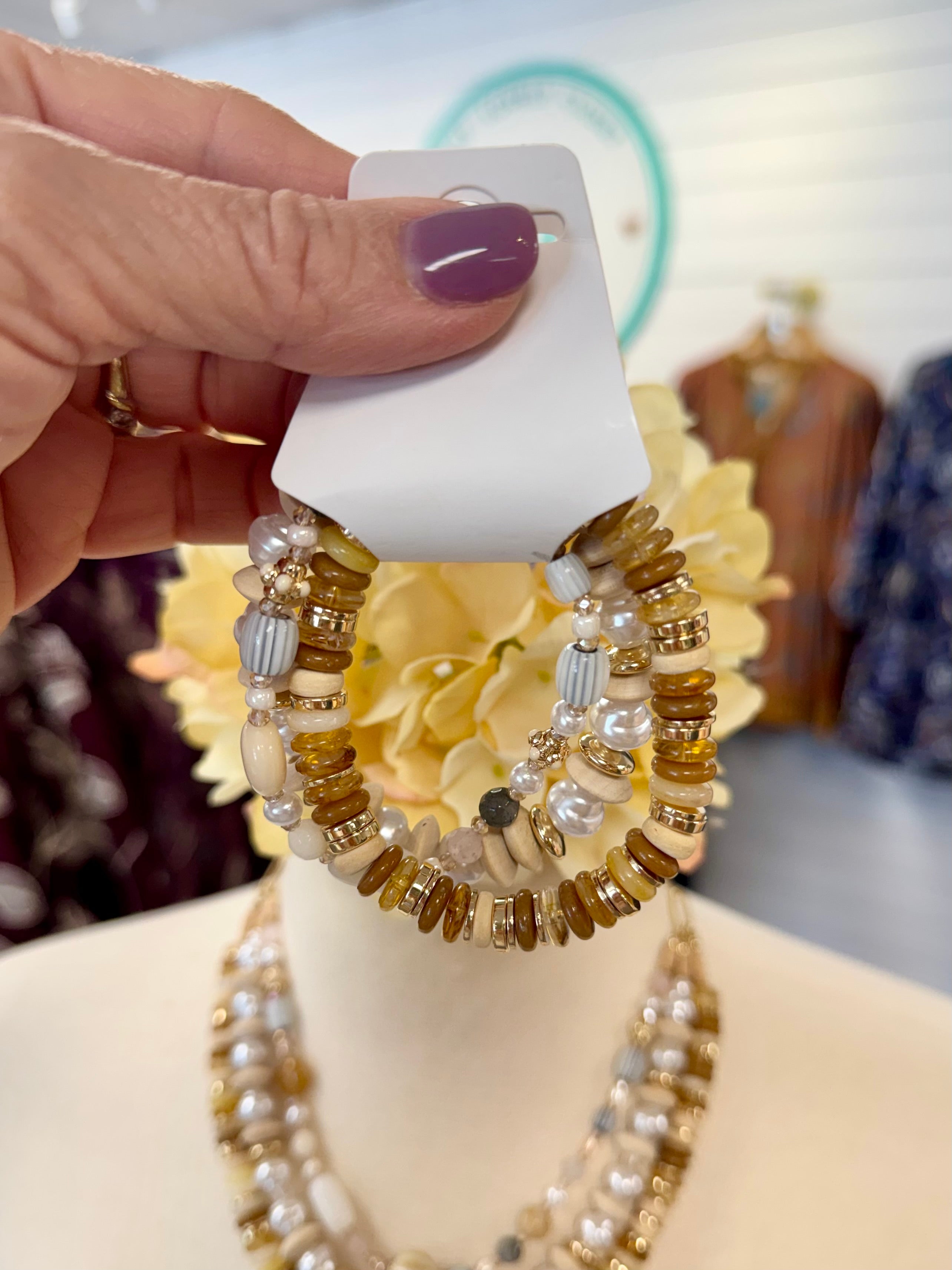 Expresso Sugar Candy Bead Bracelet-280 Accessories-Golden Stella-The Lovely Closet, Women's Fashion Boutique in Alexandria, KY
