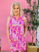 Lucy Tank Dress - Magenta Floral-180 Dresses-The Lovely Closet-The Lovely Closet, Women's Fashion Boutique in Alexandria, KY