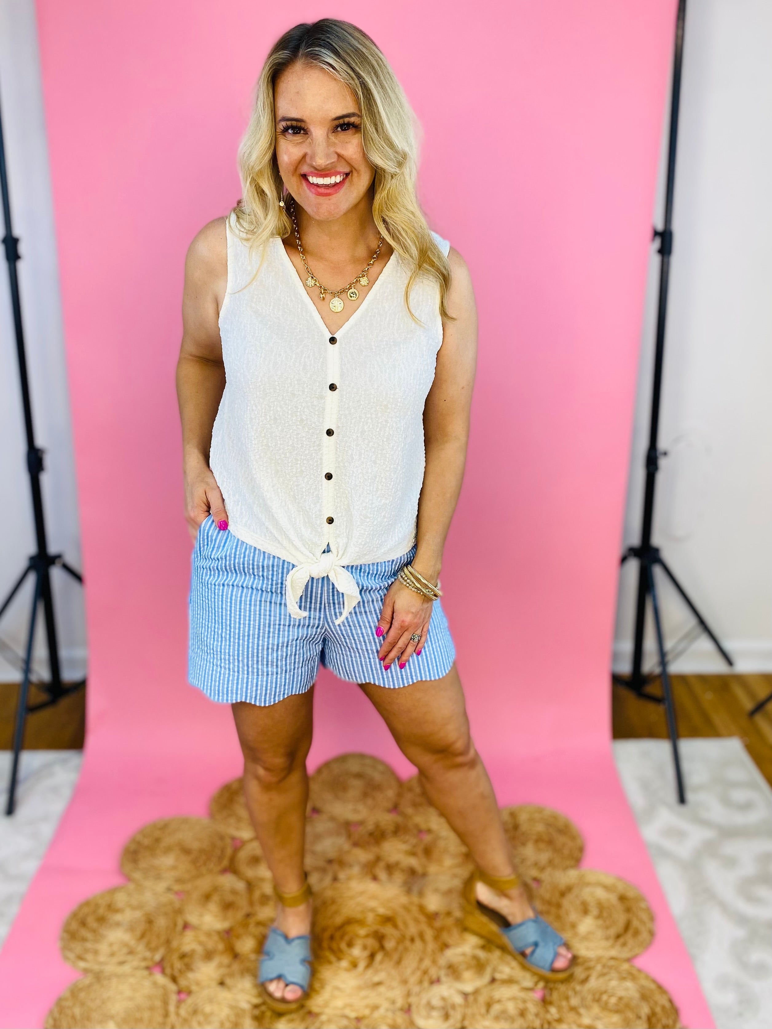 Castaway Tie Tank Top-120 Sleeveless Tops-GILLI-The Lovely Closet, Women's Fashion Boutique in Alexandria, KY