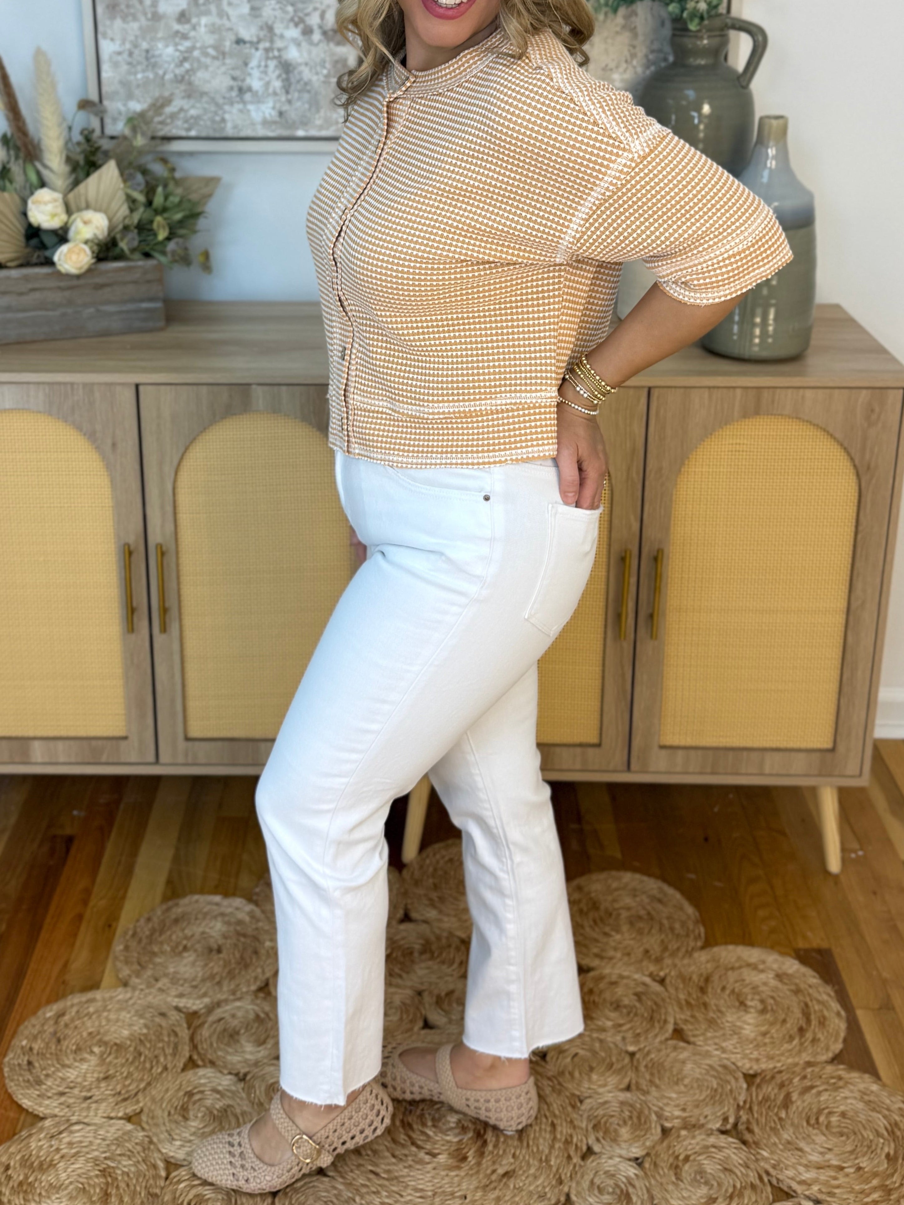 High Waist Cropped Straight - White-210 Jeans-zenana-The Lovely Closet, Women's Fashion Boutique in Alexandria, KY