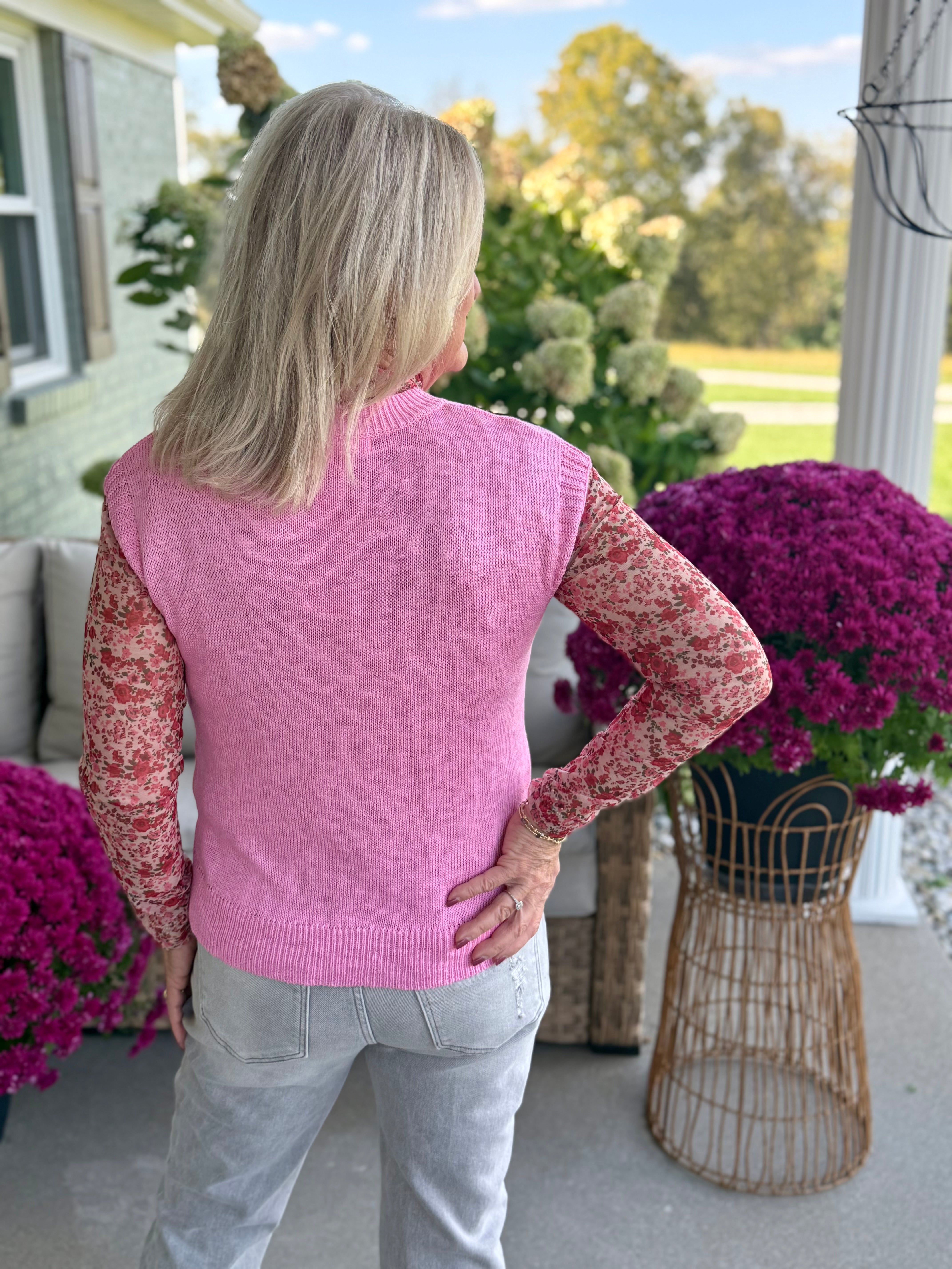 FINAL SALE - Ready for Fall Knit Top - Pink-120 Sleeveless Tops-Donation Pink-The Lovely Closet, Women's Fashion Boutique in Alexandria, KY