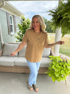 COWBOY BOOT STUDDED SHORT SLEEVE TOP-100 Short Sleeve Tops-Doe and Rae-The Lovely Closet, Women's Fashion Boutique in Alexandria, KY