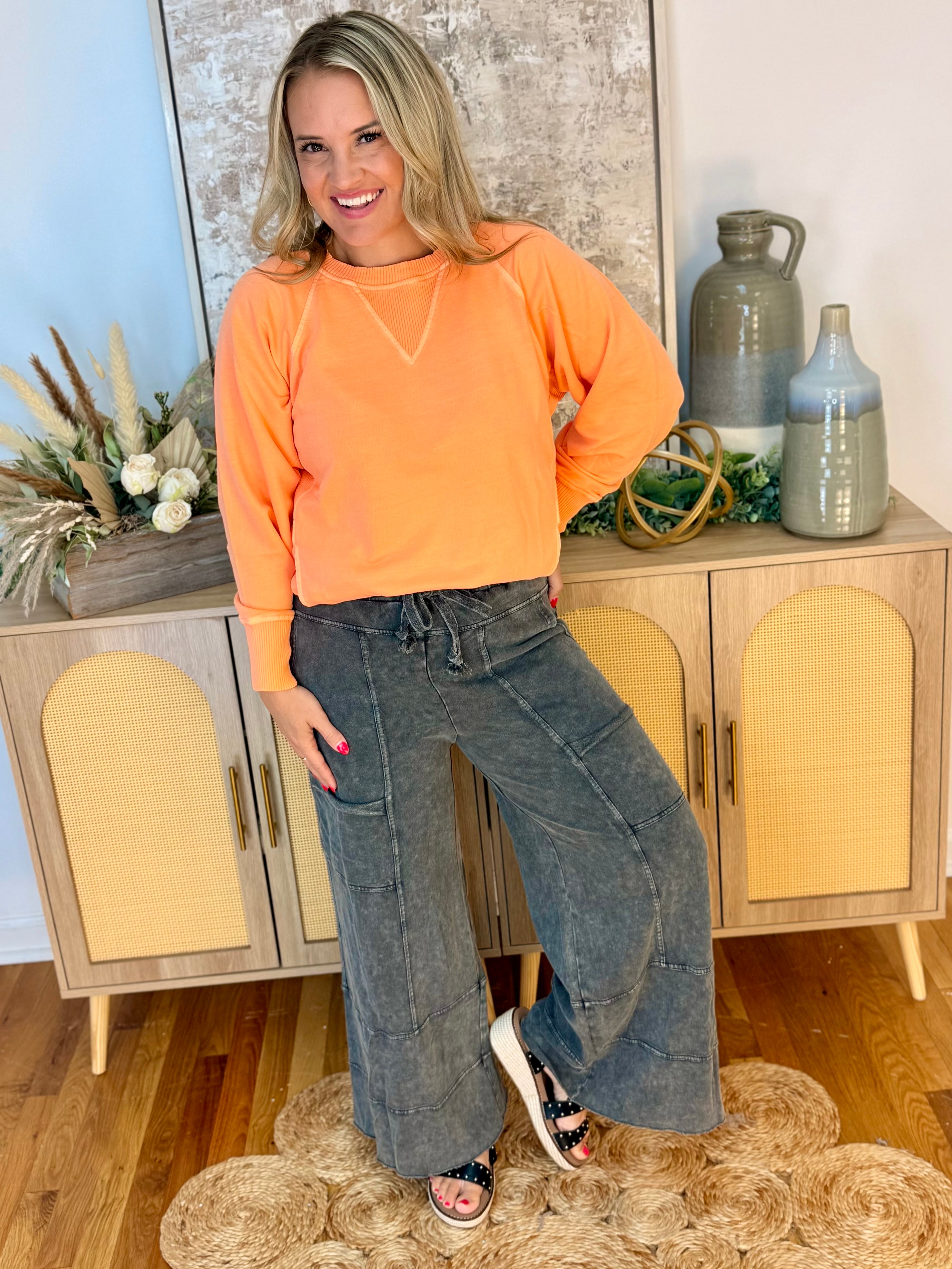 Relaxed Cargo Wide Leg Pants - Ash-240 Pants-easel-The Lovely Closet, Women's Fashion Boutique in Alexandria, KY