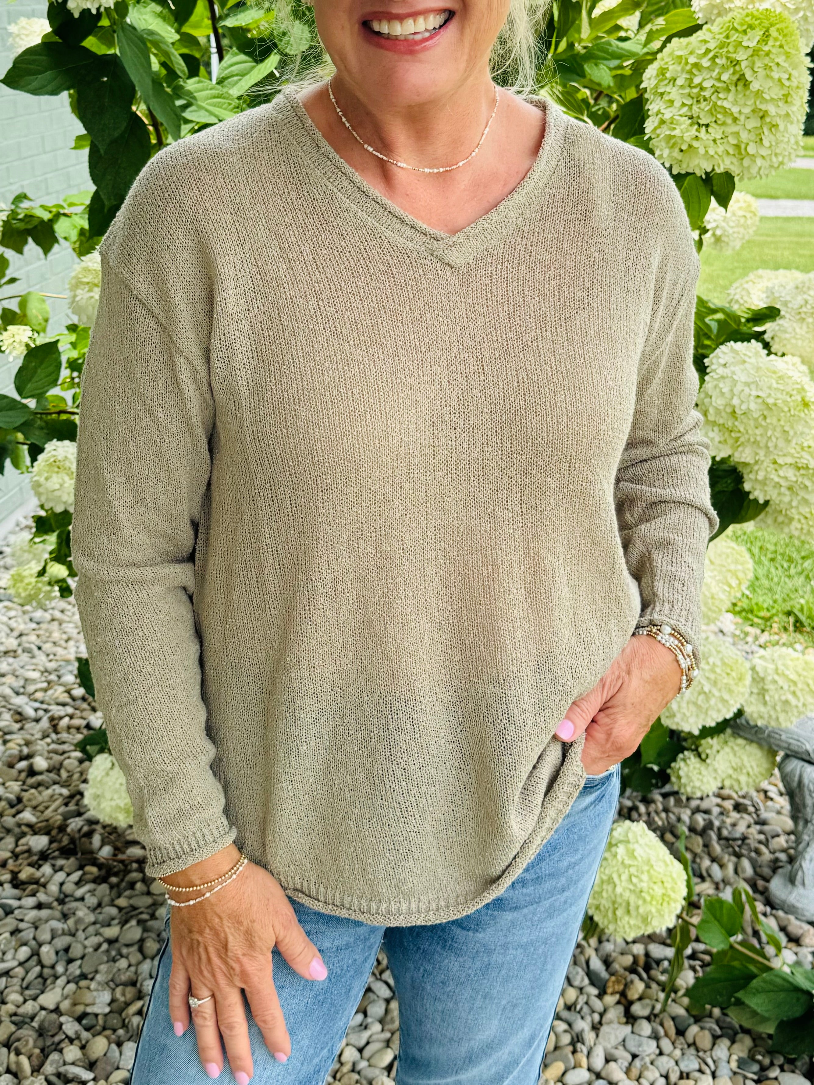 Ready for Fall V-Neck Sweater - Sage-140 Sweaters-The Lovely Closet-The Lovely Closet, Women's Fashion Boutique in Alexandria, KY