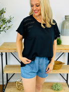 All in the Details Top - Black-100 Short Sleeve Tops-The Lovely Closet-The Lovely Closet, Women's Fashion Boutique in Alexandria, KY