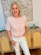Dainty Pearl Bow Cardigan - Lt. Pink-160 Cardigan/Kimonos-Doe and Rae-The Lovely Closet, Women's Fashion Boutique in Alexandria, KY