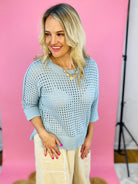 Sea Breeze Lightweight Knit Sweater - Sea Blue-110 Long Sleeve Top-Mystree-The Lovely Closet, Women's Fashion Boutique in Alexandria, KY