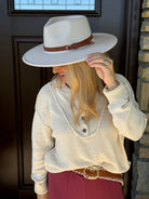 Chic Flat Brim Buckle Hat-280 Accessories-The Lovely Closet-The Lovely Closet, Women's Fashion Boutique in Alexandria, KY