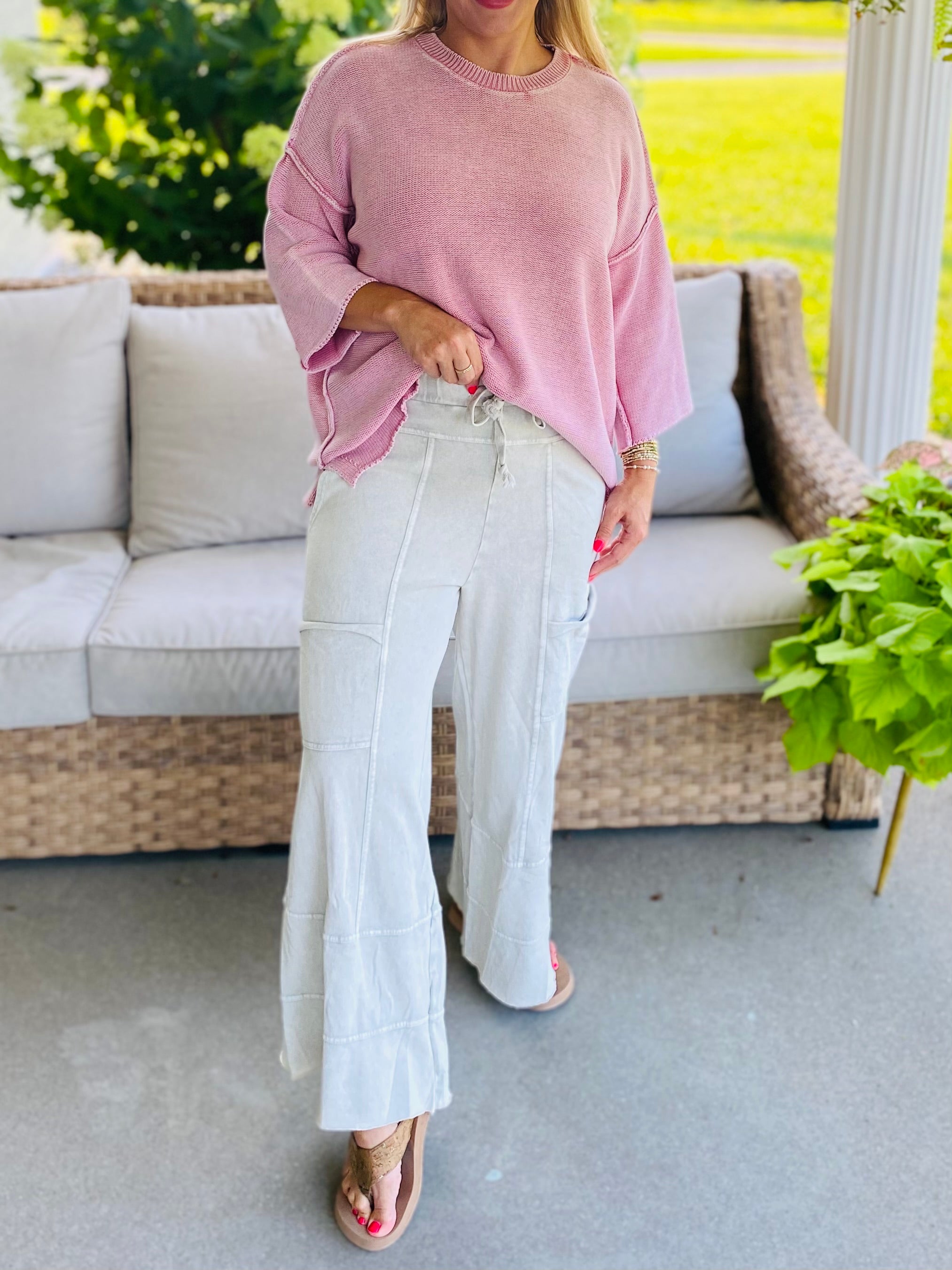 Relaxed Cargo Wide Leg Pants - Gray-240 Pants-easel-The Lovely Closet, Women's Fashion Boutique in Alexandria, KY