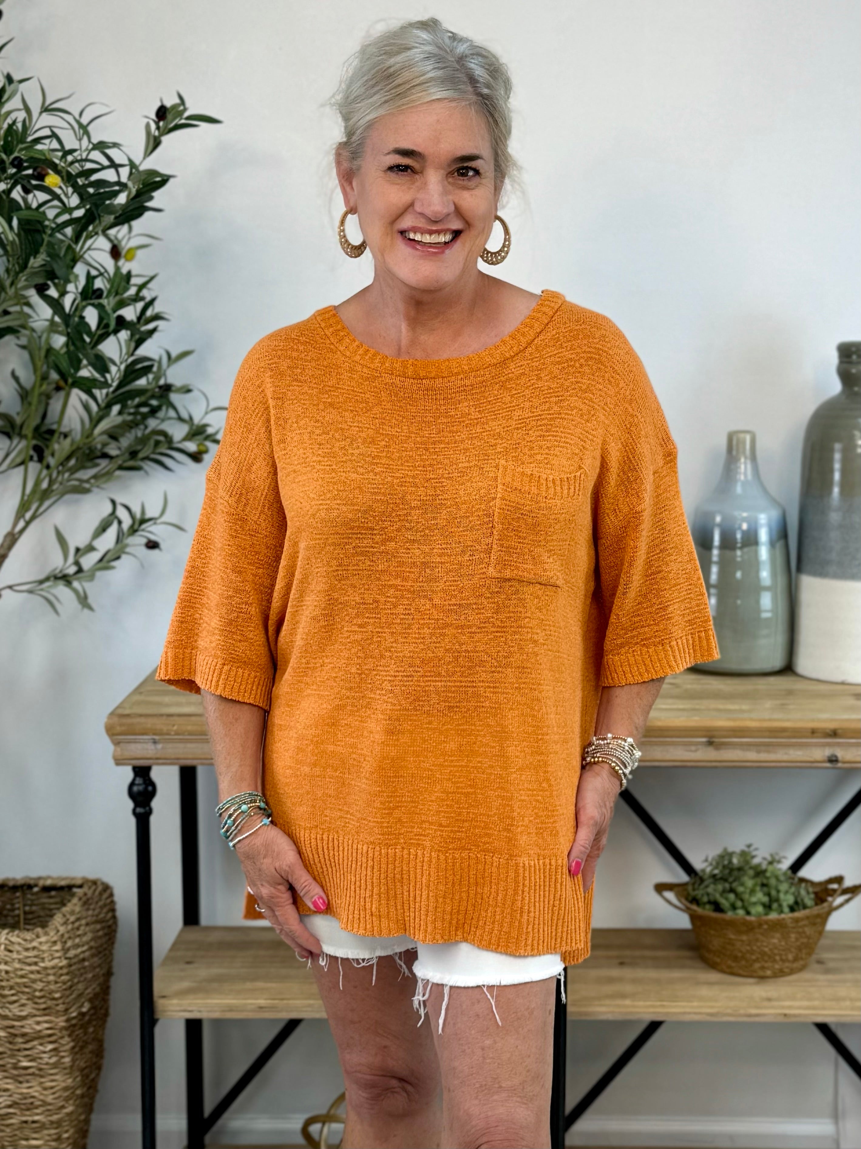 Summer Spice Short Sleeve Sweater-100 Short Sleeve Tops-The Lovely Closet-The Lovely Closet, Women's Fashion Boutique in Alexandria, KY