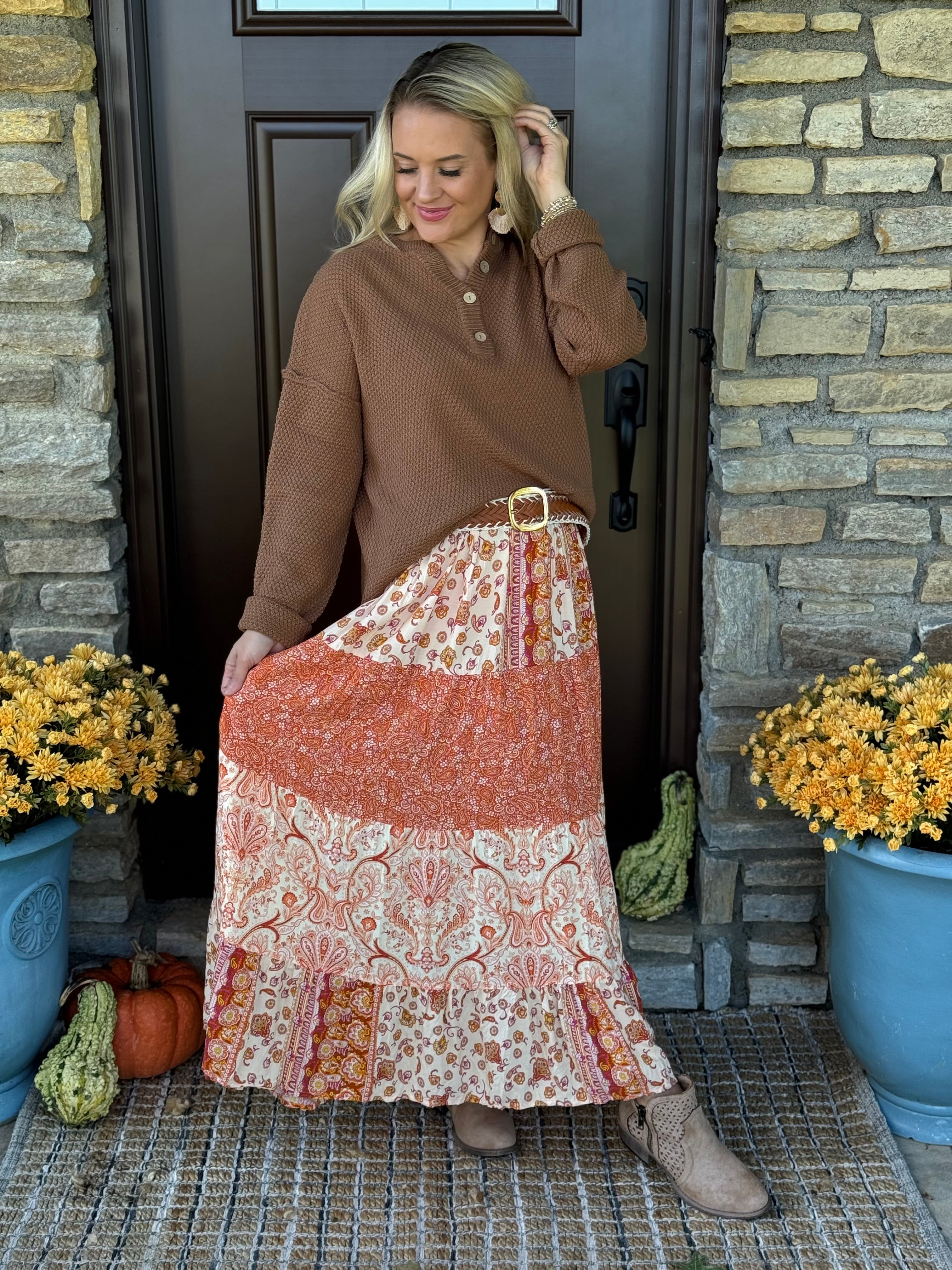 Paisley Print Maxi Skirt-230 Skirts/Shorts-The Lovely Closet-The Lovely Closet, Women's Fashion Boutique in Alexandria, KY