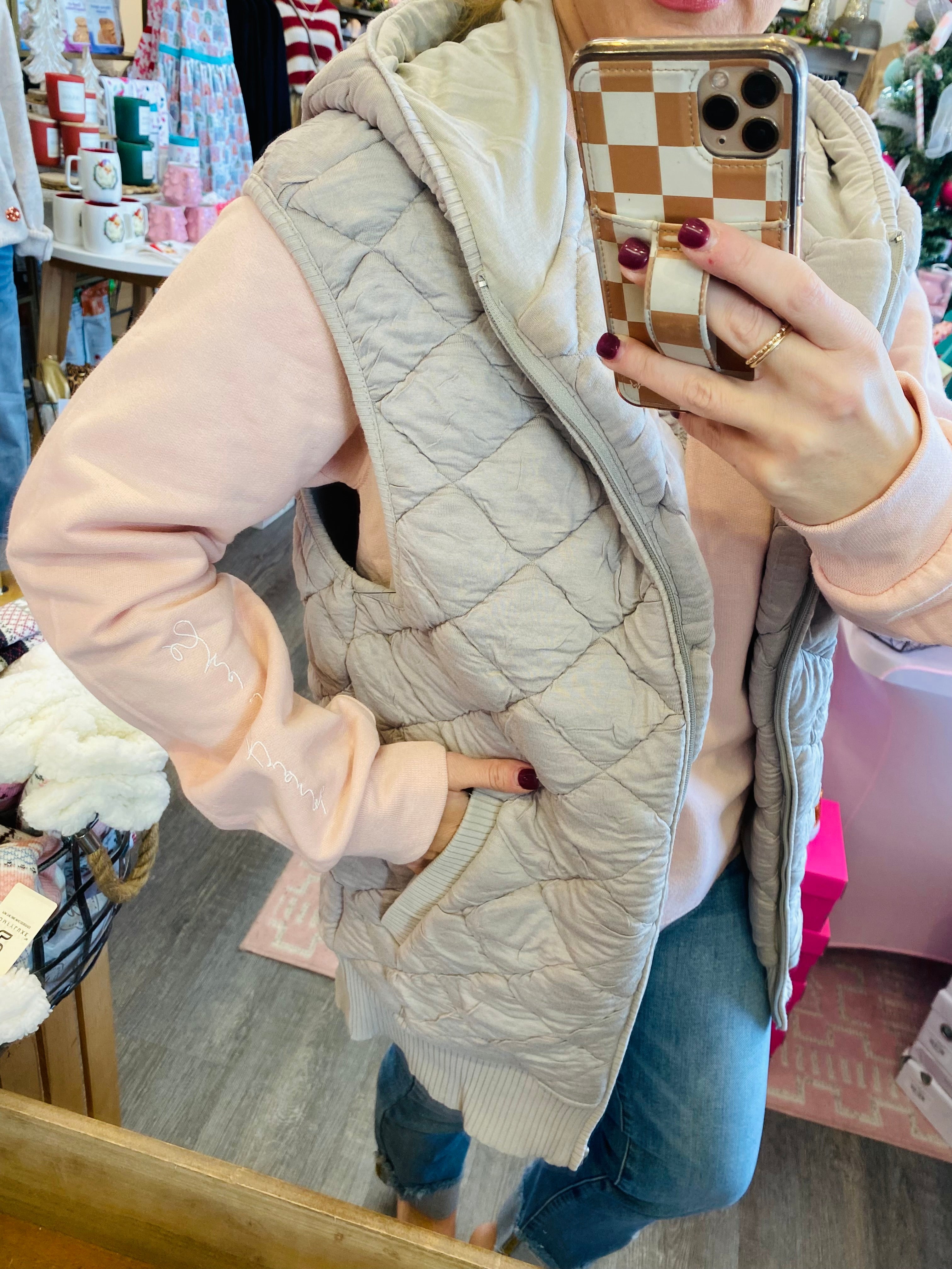 Casually Cute Quilted Vest-170 Jackets/Outerwear-The Lovely Closet-The Lovely Closet, Women's Fashion Boutique in Alexandria, KY