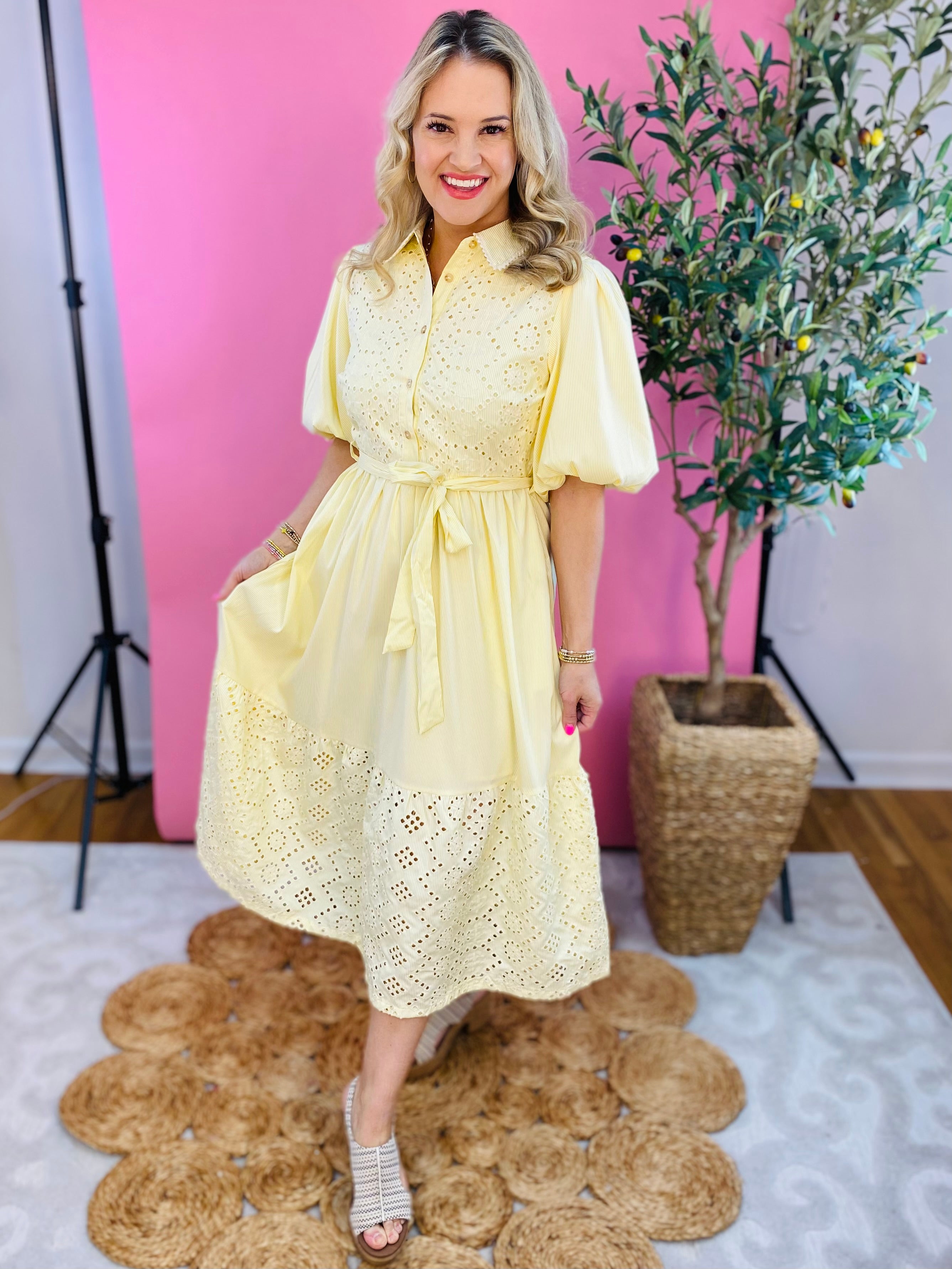 Sippin' Lemonade Midi Dress-180 Dresses-&Merci-The Lovely Closet, Women's Fashion Boutique in Alexandria, KY