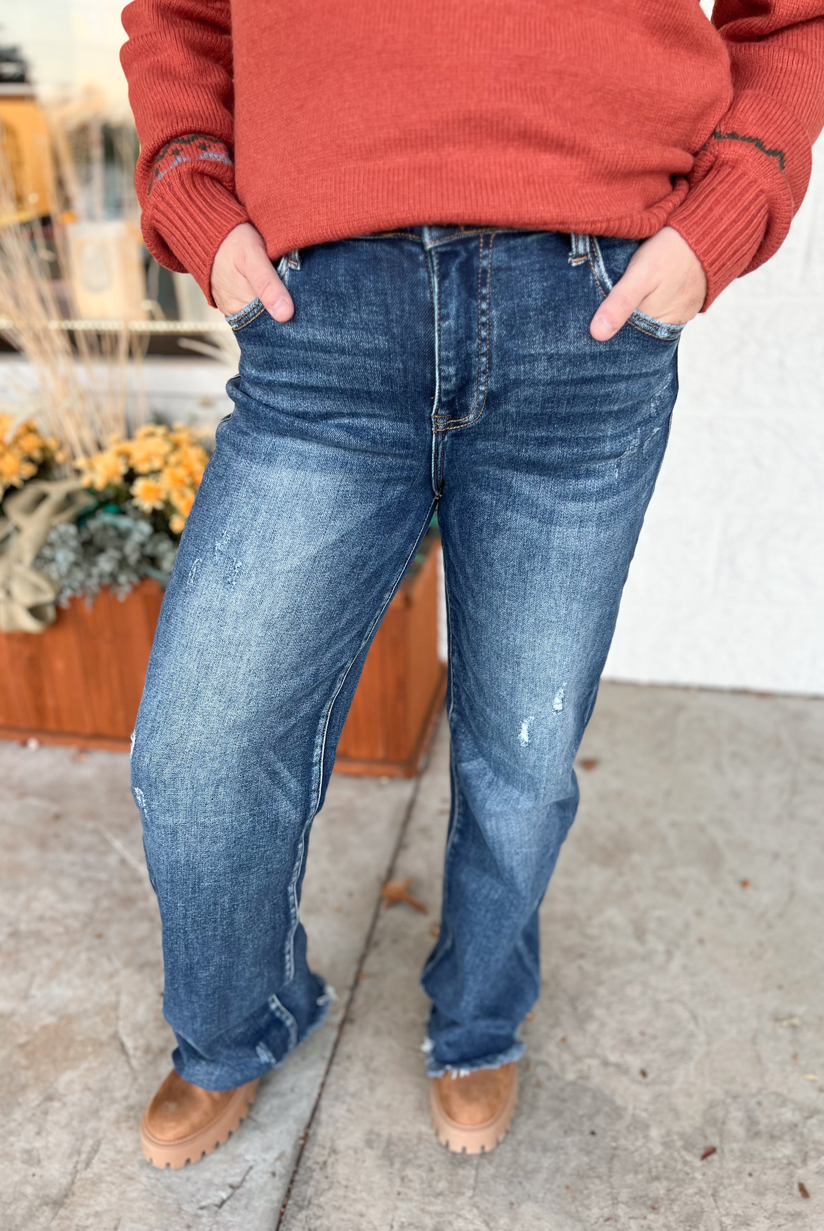 High Rise Long Straight Risen Denim-Jeans-The Lovely Closet-The Lovely Closet, Women's Fashion Boutique in Alexandria, KY