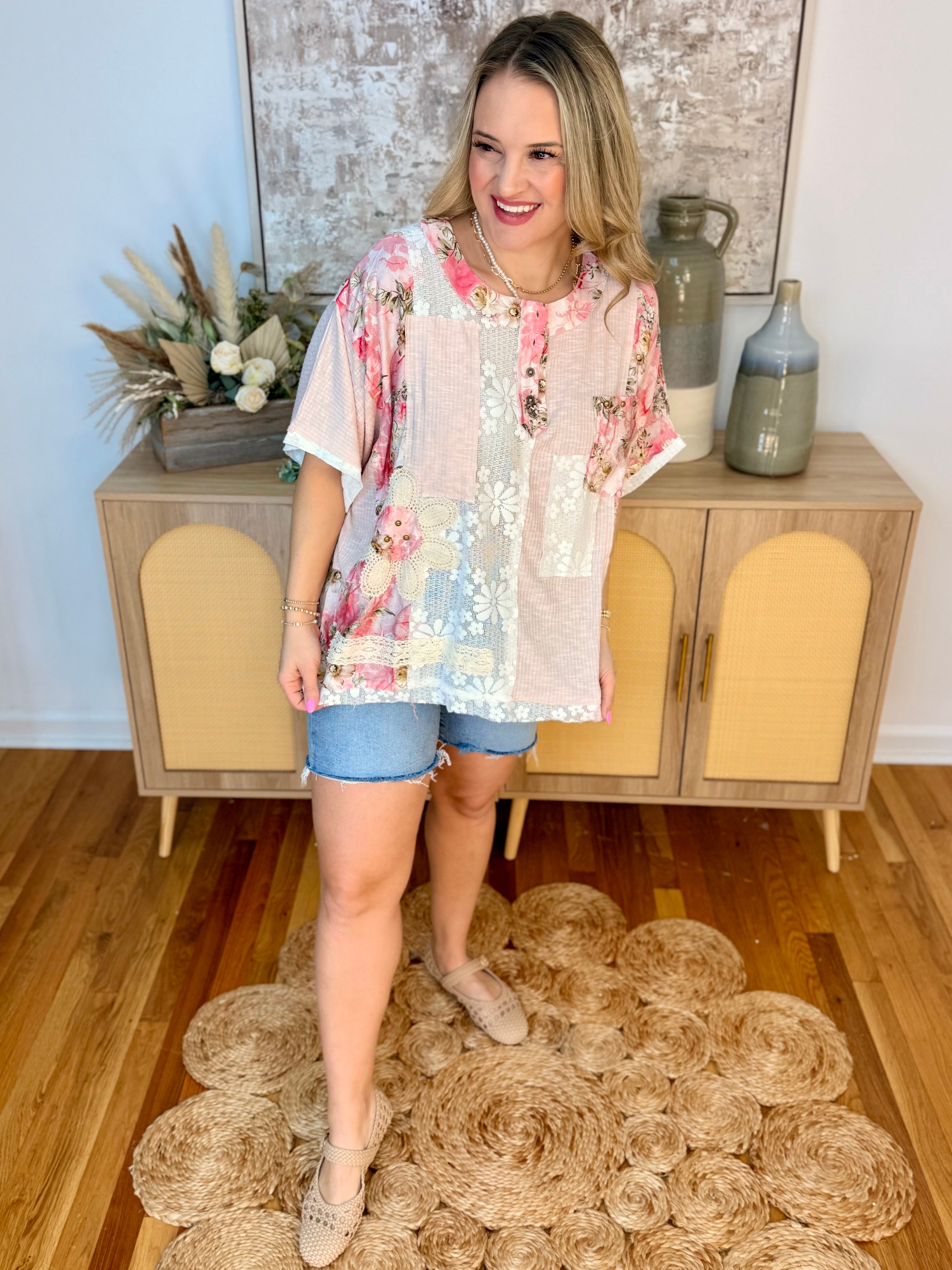 Floral Frenzy Top-100 Short Sleeve Tops-Pol Clothing-The Lovely Closet, Women's Fashion Boutique in Alexandria, KY