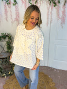 Lavender Ditsy Print Top-100 Short Sleeve Tops-easel-The Lovely Closet, Women's Fashion Boutique in Alexandria, KY
