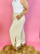 Walk on the Beach Side Tie Pants - Sand-240 Pants-Epsom-The Lovely Closet, Women's Fashion Boutique in Alexandria, KY
