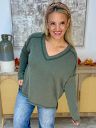 Autumn Days Ribbed Top - Dark Olive-110 Long Sleeve Top-zenana-The Lovely Closet, Women's Fashion Boutique in Alexandria, KY