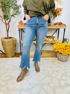 RISEN - High Rise Crop Flair Frayed Hem Jeans-210 Jeans-The Lovely Closet-The Lovely Closet, Women's Fashion Boutique in Alexandria, KY