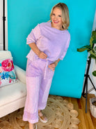 Mineral Washed Eyelet Lace Pants - Lavender-240 Pants-J.Her-The Lovely Closet, Women's Fashion Boutique in Alexandria, KY