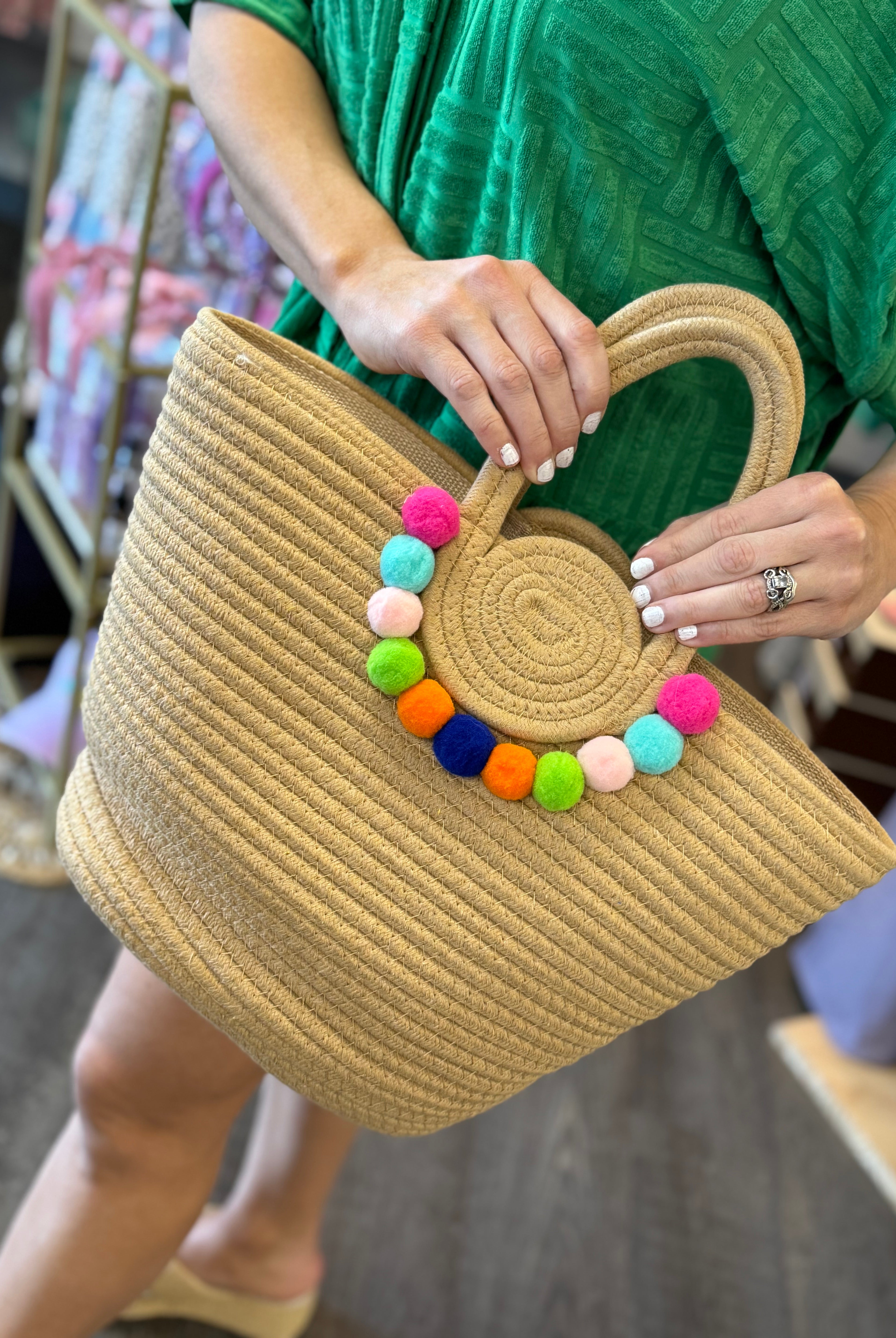 Pom Pom Beach Tote-The Lovely Closet-The Lovely Closet, Women's Fashion Boutique in Alexandria, KY