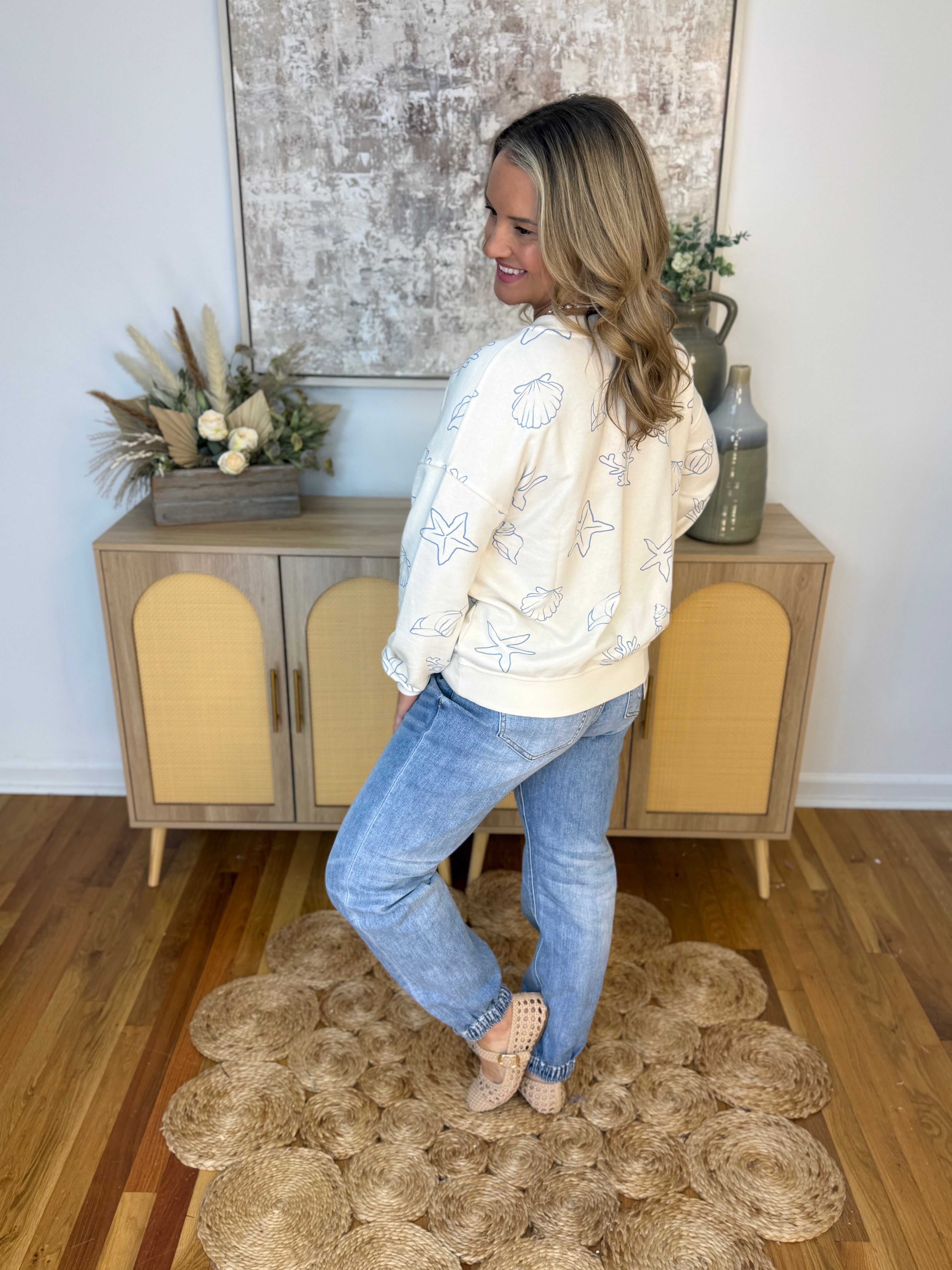 Resort Ready Sea Motif Pullover-110 Long Sleeve Top-Blu Pepper-The Lovely Closet, Women's Fashion Boutique in Alexandria, KY