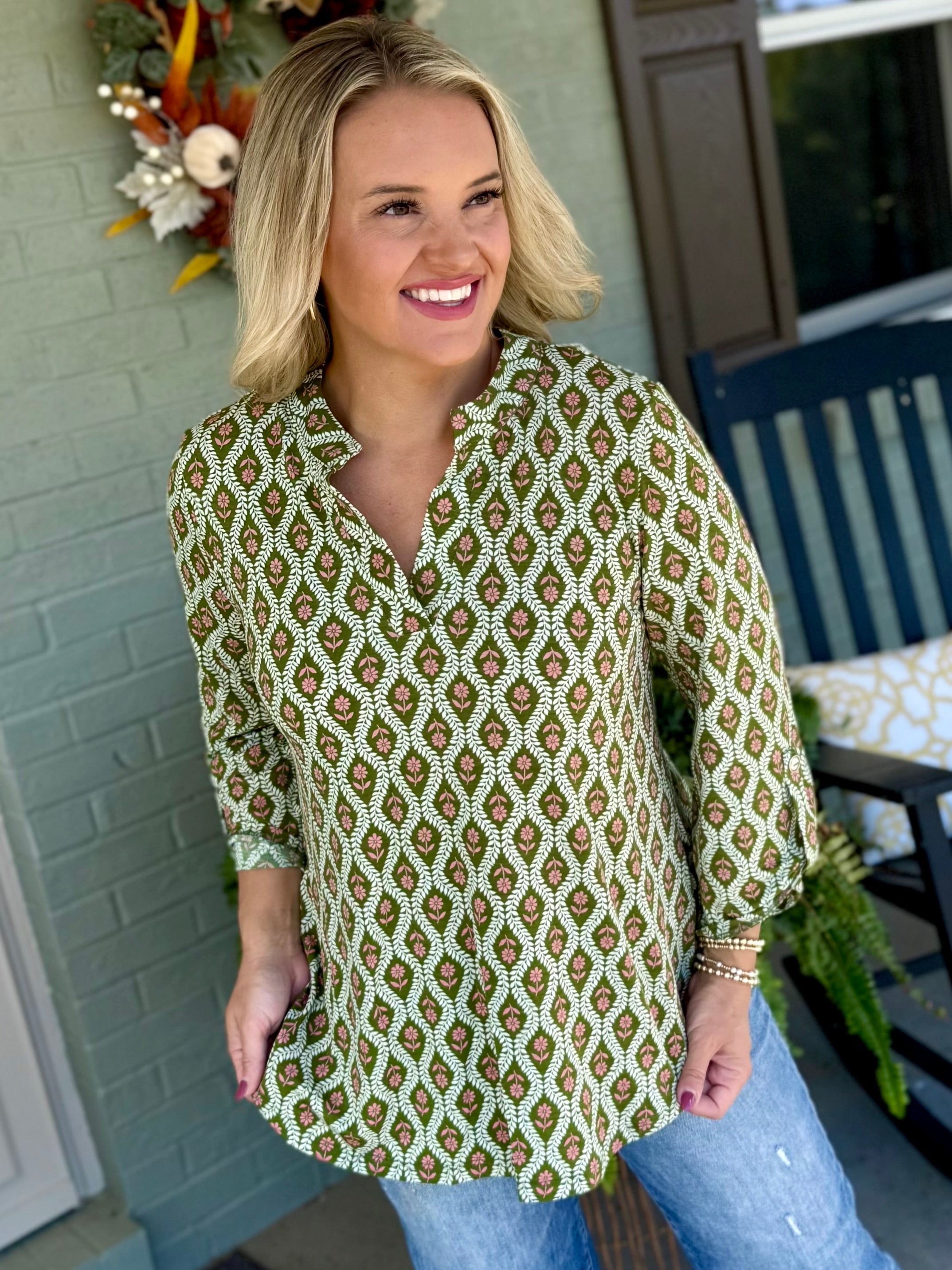 Lizzy - Fall Floral Print Top-110 Long Sleeve Top-Dear Scarlett-The Lovely Closet, Women's Fashion Boutique in Alexandria, KY