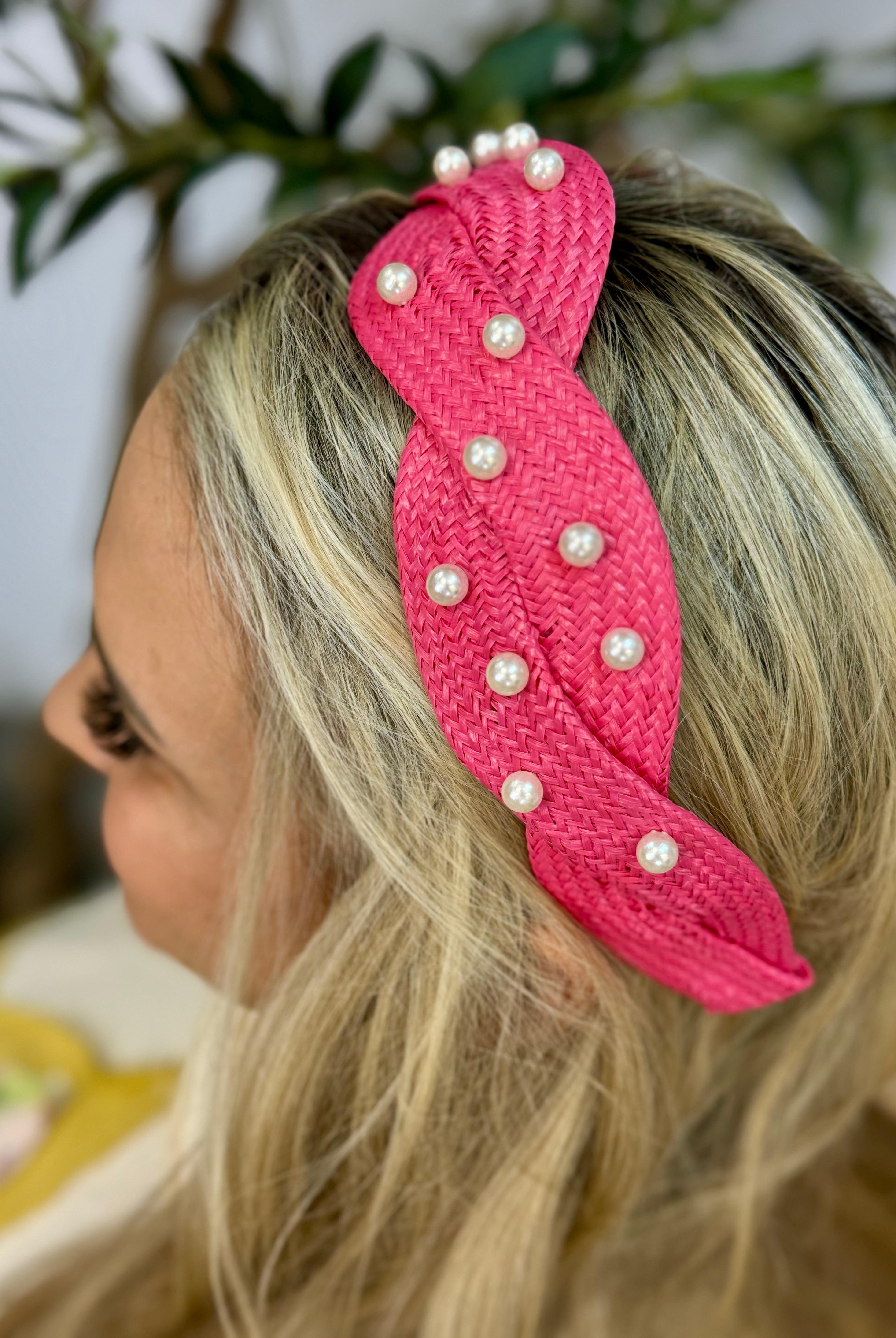 Pearls on Top Headband - Hot Pink-300 Headwear-The Lovely Closet-The Lovely Closet, Women's Fashion Boutique in Alexandria, KY