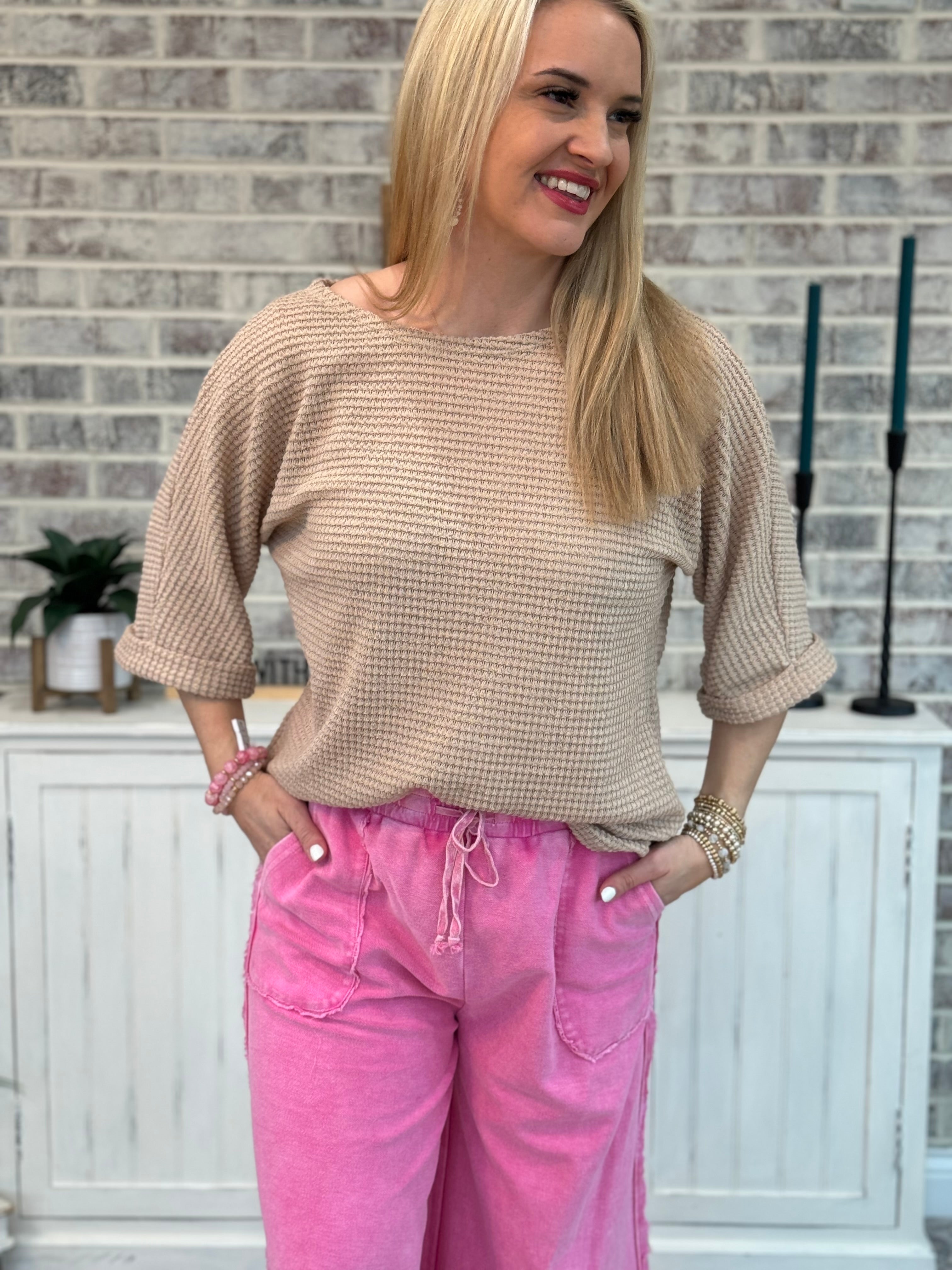 FINAL SALE Spring Forward Waffle Knit Top-The Lovely Closet-The Lovely Closet, Women's Fashion Boutique in Alexandria, KY