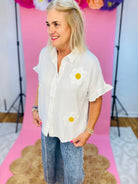 Floral Crochet Linen Blend Top-100 Short Sleeve Tops-Anniewear-The Lovely Closet, Women's Fashion Boutique in Alexandria, KY