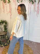 Lavender Ditsy Print Top-100 Short Sleeve Tops-easel-The Lovely Closet, Women's Fashion Boutique in Alexandria, KY