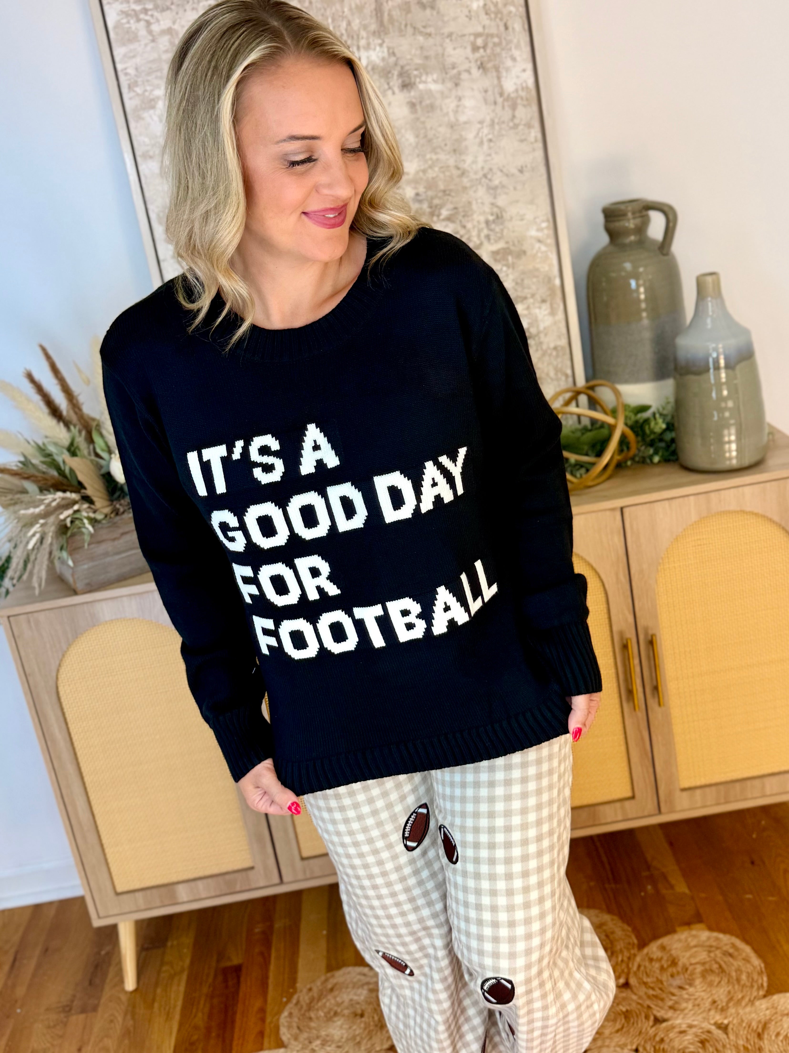 It's A Good Day For Football Soft Sweater-140 Sweaters-Panache Apparel Co.-The Lovely Closet, Women's Fashion Boutique in Alexandria, KY