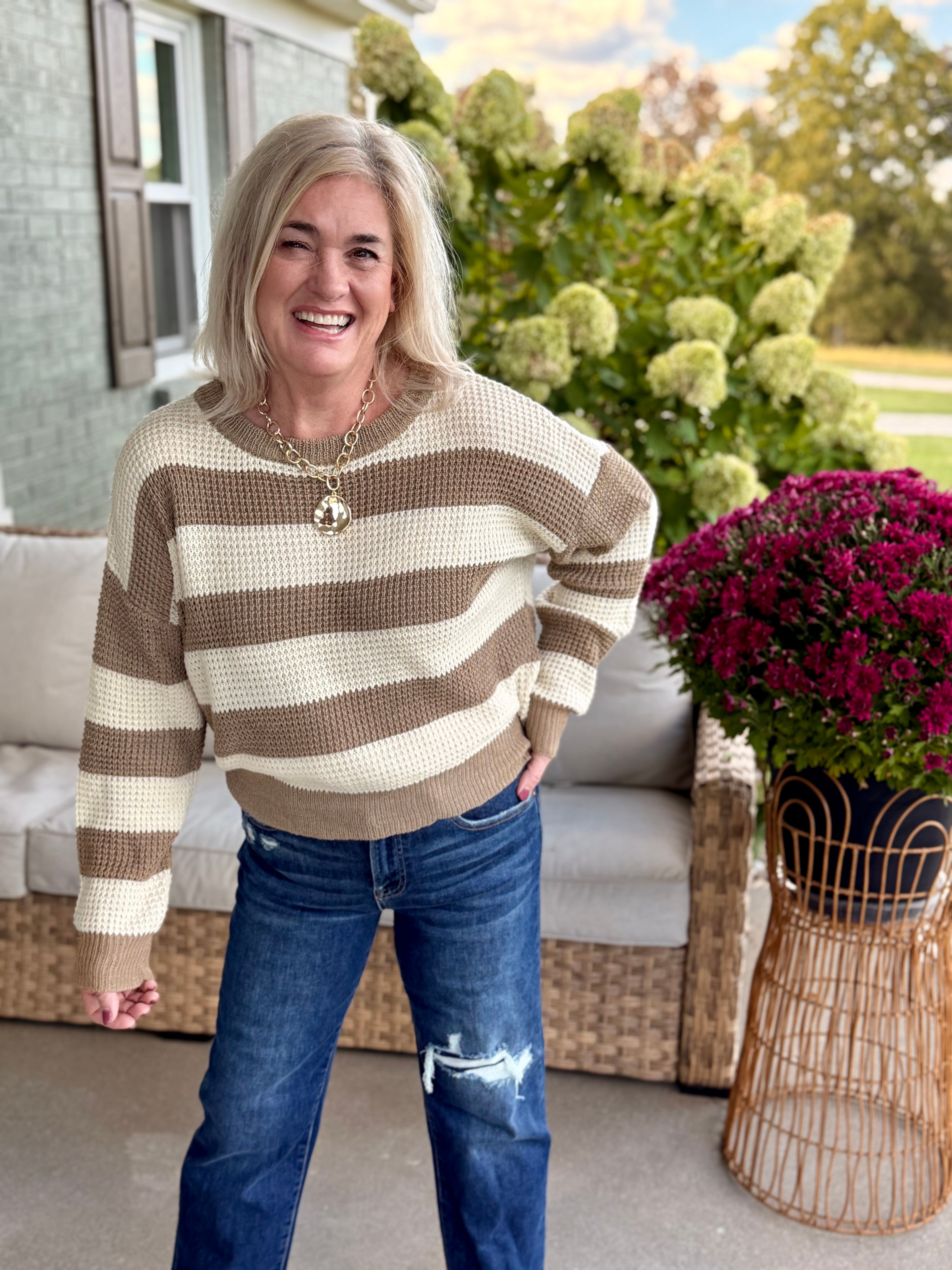 Autumn Breeze Sweater - Taupe-140 Sweaters-La Miel-The Lovely Closet, Women's Fashion Boutique in Alexandria, KY
