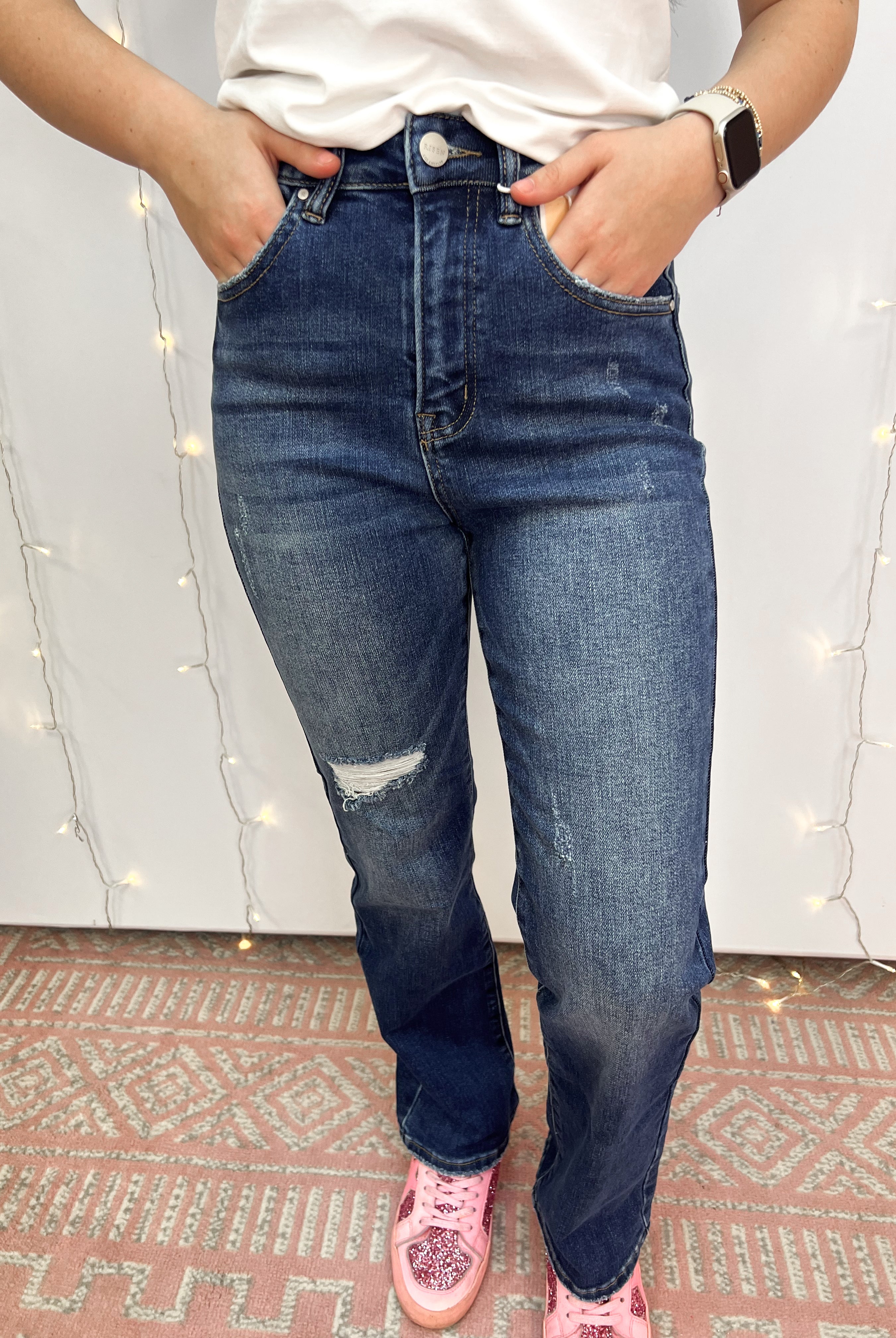 RISEN - High Rise Straight Ankle Jeans-Jeans-Risen-The Lovely Closet, Women's Fashion Boutique in Alexandria, KY