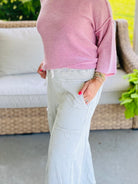Relaxed Cargo Wide Leg Pants - Gray-240 Pants-easel-The Lovely Closet, Women's Fashion Boutique in Alexandria, KY