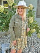 Risen - Distressed Jacket - Moss-170 Jackets/Outerwear-Risen-The Lovely Closet, Women's Fashion Boutique in Alexandria, KY