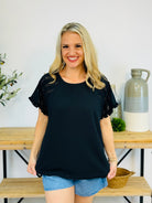 FINAL SALE - All in the Details Top - Black-100 Short Sleeve Tops-The Lovely Closet-The Lovely Closet, Women's Fashion Boutique in Alexandria, KY