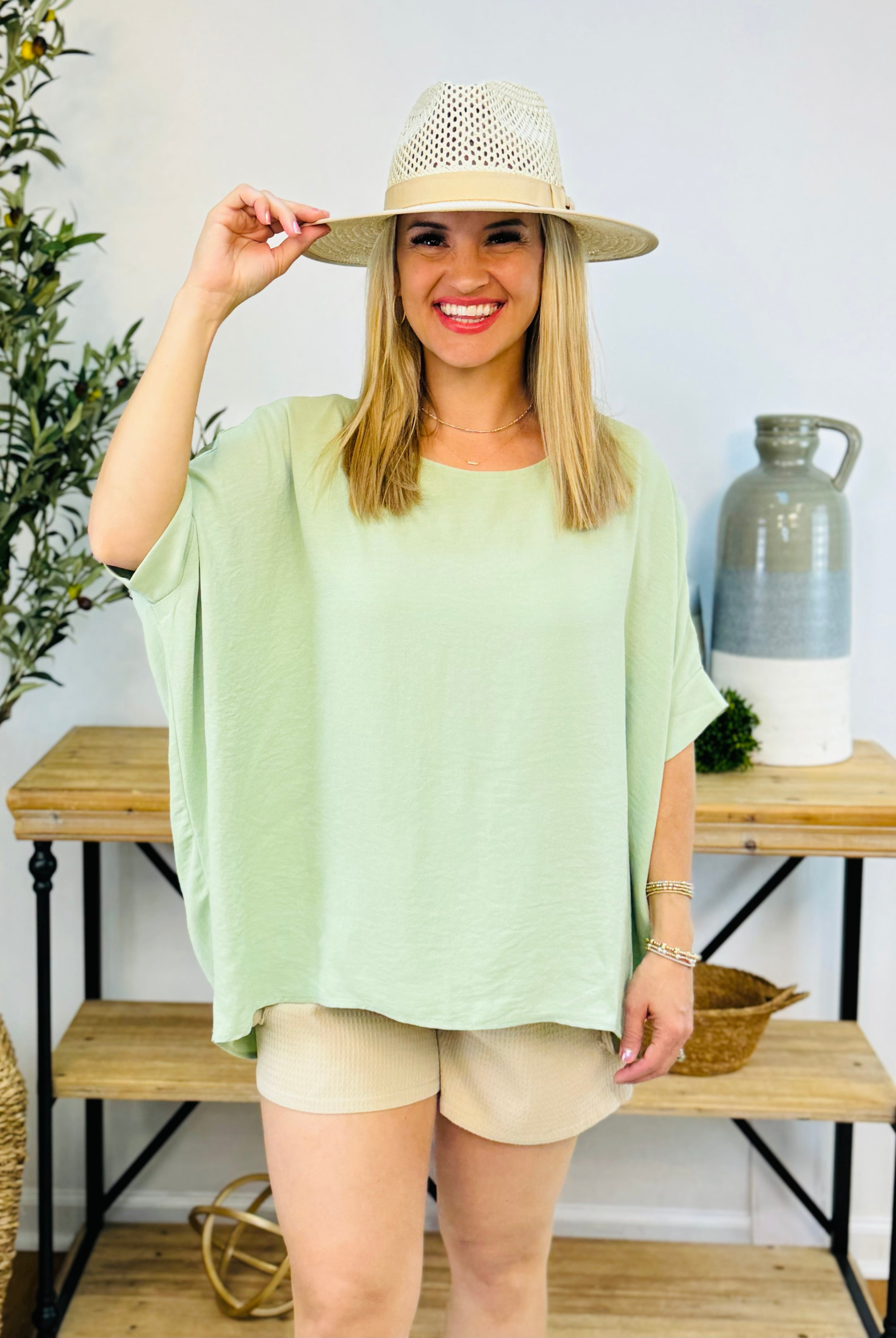 Delightful Days Blouse - Green-100 Short Sleeve Tops-The Lovely Closet-The Lovely Closet, Women's Fashion Boutique in Alexandria, KY