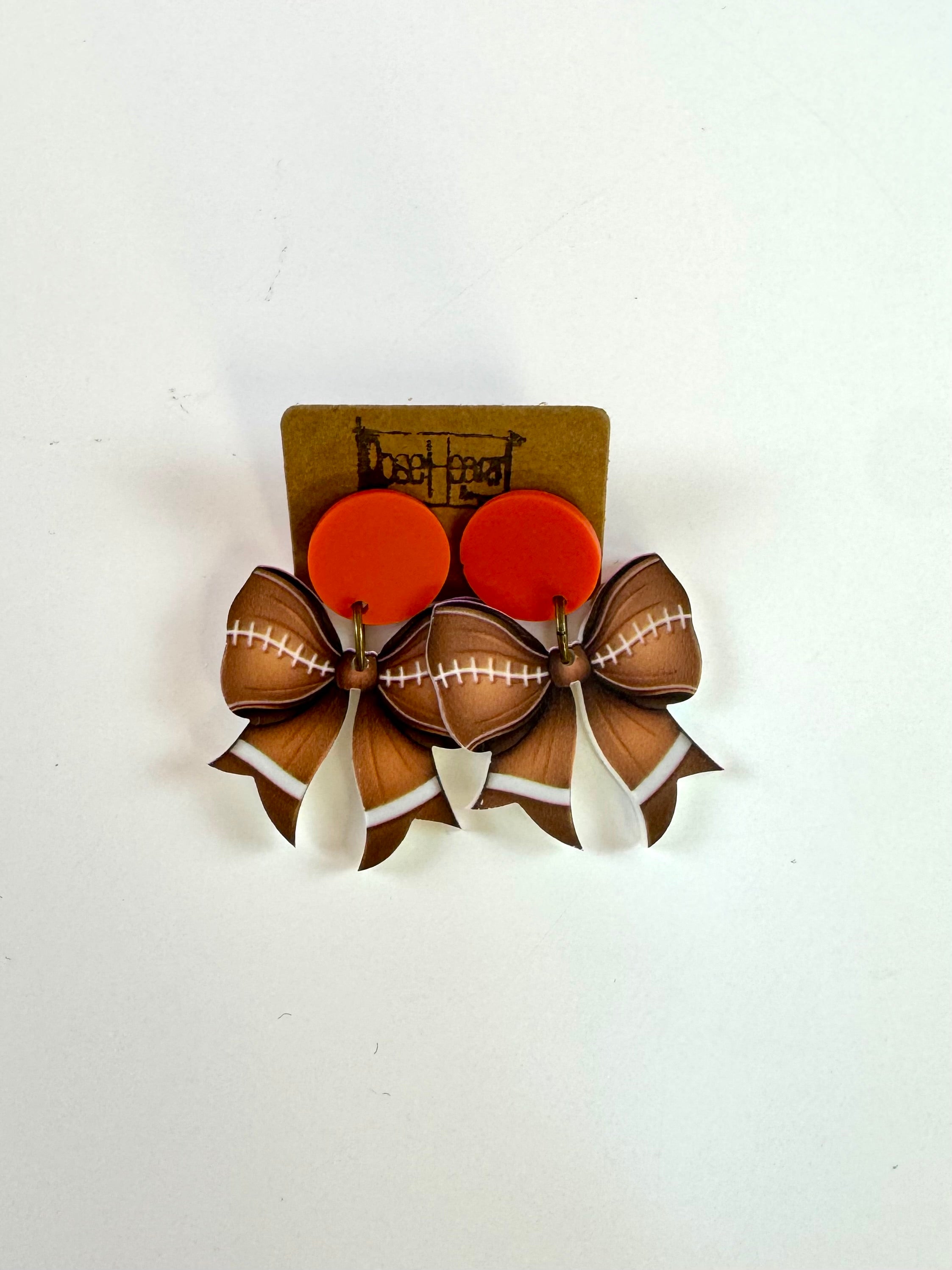 Game Day RoseHeart Football Earrings-250 Jewelry-RH-The Lovely Closet, Women's Fashion Boutique in Alexandria, KY