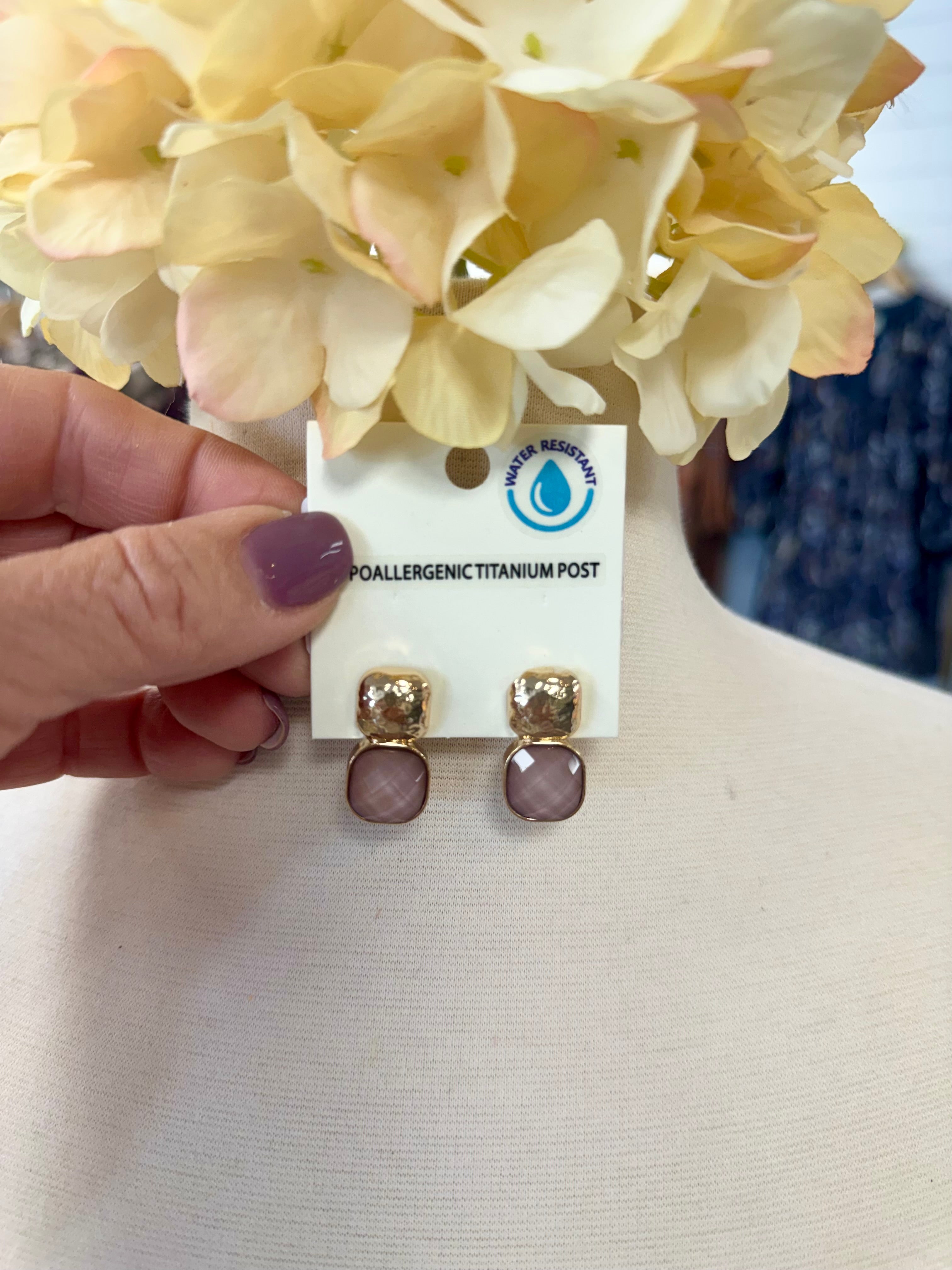 Square Faceted Post Earring-280 Accessories-Golden Stella-The Lovely Closet, Women's Fashion Boutique in Alexandria, KY