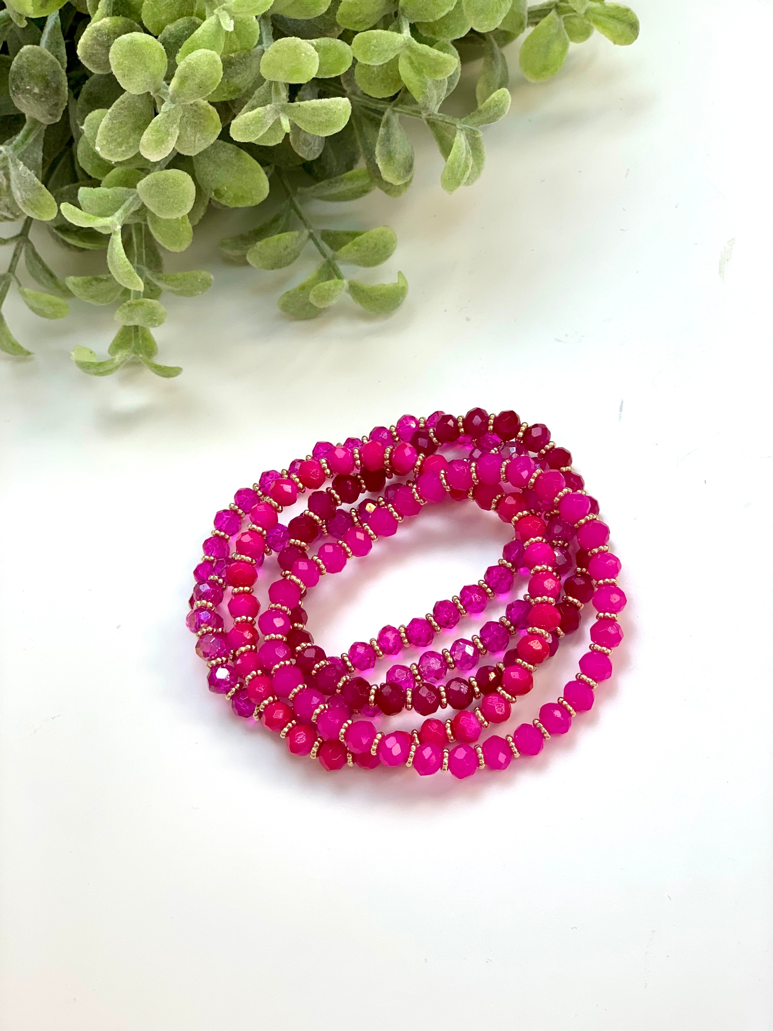 Summer Colors Bracelet Stack - Pink-250 Jewelry-The Lovely Closet-The Lovely Closet, Women's Fashion Boutique in Alexandria, KY