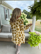 MUSTARD FLORAL FALL DRESS-180 Dresses-Doe and Rae-The Lovely Closet, Women's Fashion Boutique in Alexandria, KY