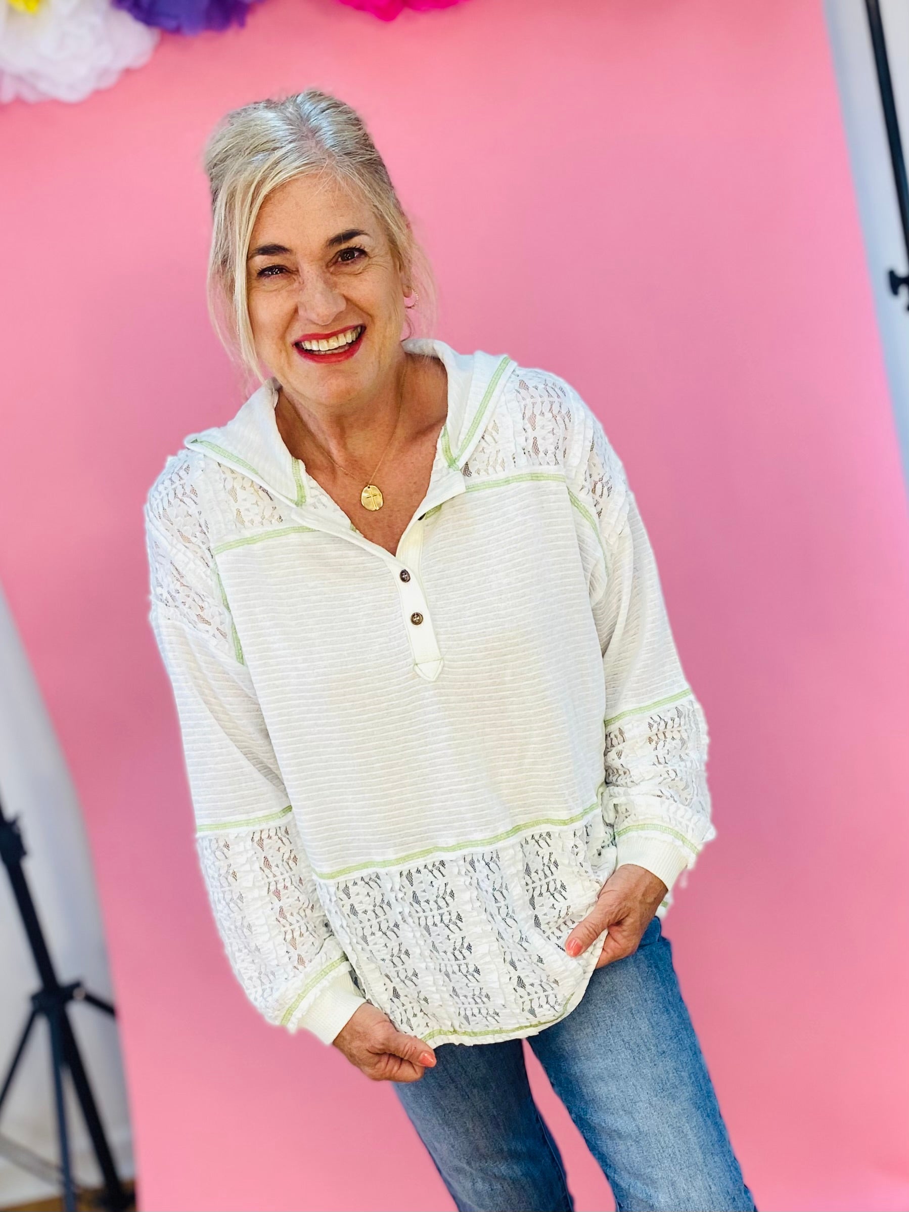 FINAL SALE Beach Walking Lace Pullover-110 Long Sleeve Top-FANTASTIC FAWN-The Lovely Closet, Women's Fashion Boutique in Alexandria, KY