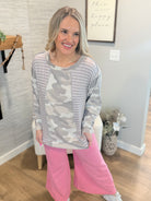 Camo and Stripe Top-110 Long Sleeve Top-bibi-The Lovely Closet, Women's Fashion Boutique in Alexandria, KY