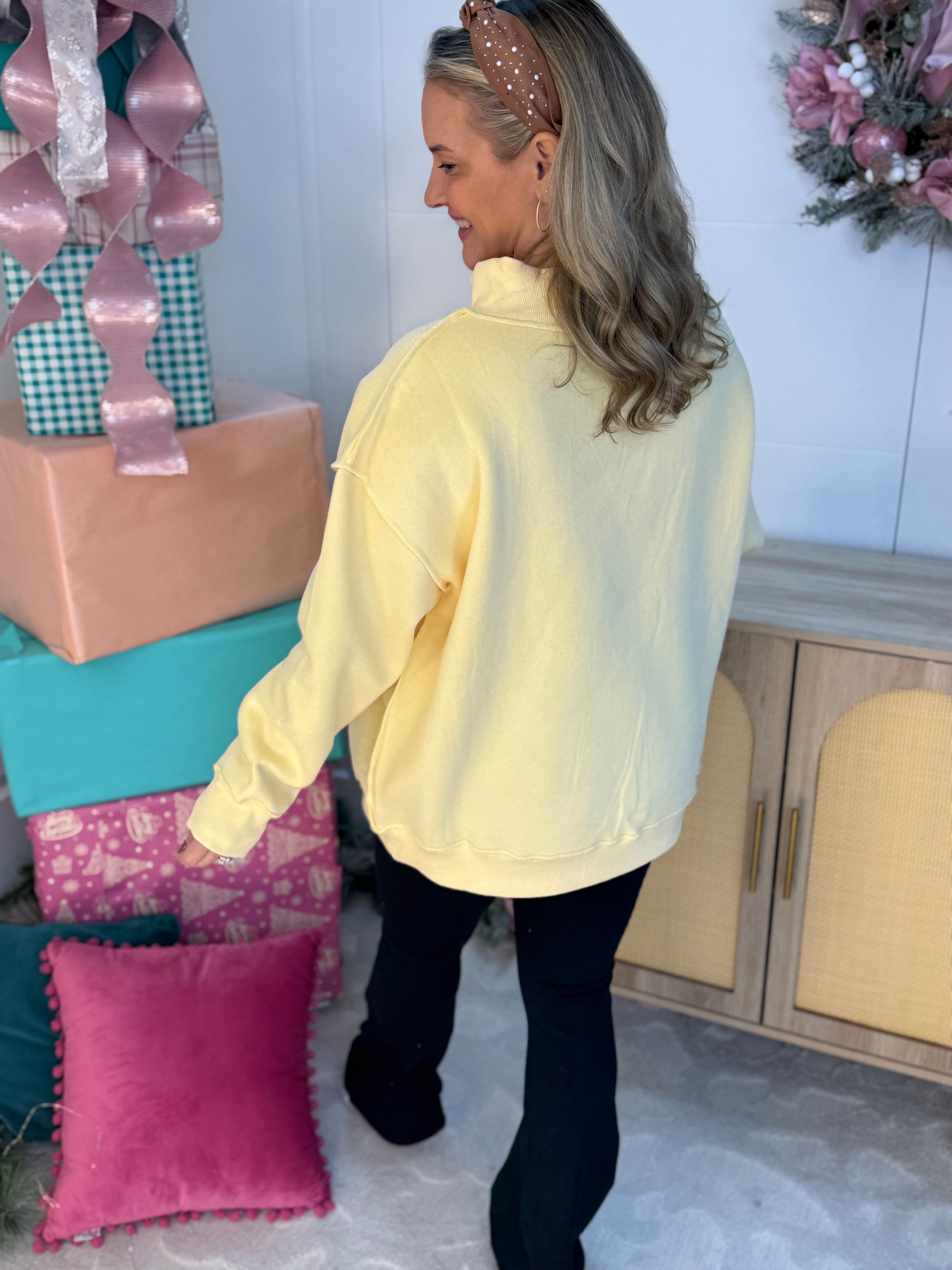 Cozy Era Pullover - Buttercup Yellow-150 Sweatshirts-The Lovely Closet-The Lovely Closet, Women's Fashion Boutique in Alexandria, KY